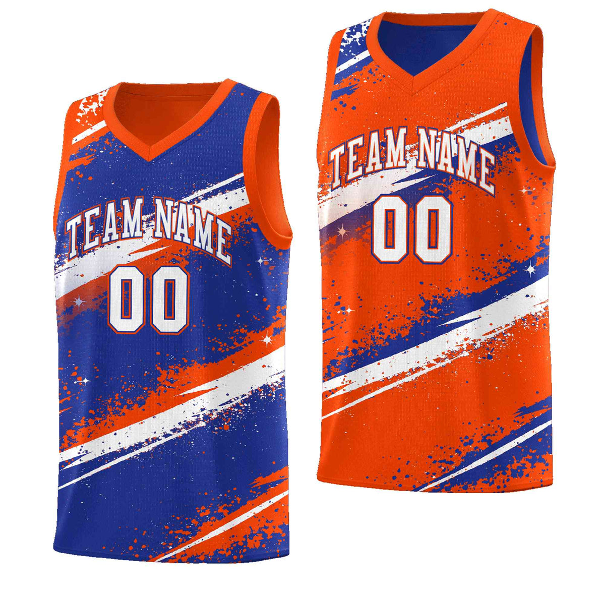 Custom Royal Blue Orange White Basketball Jersey Stellar Strike Series Cosmic Breathable