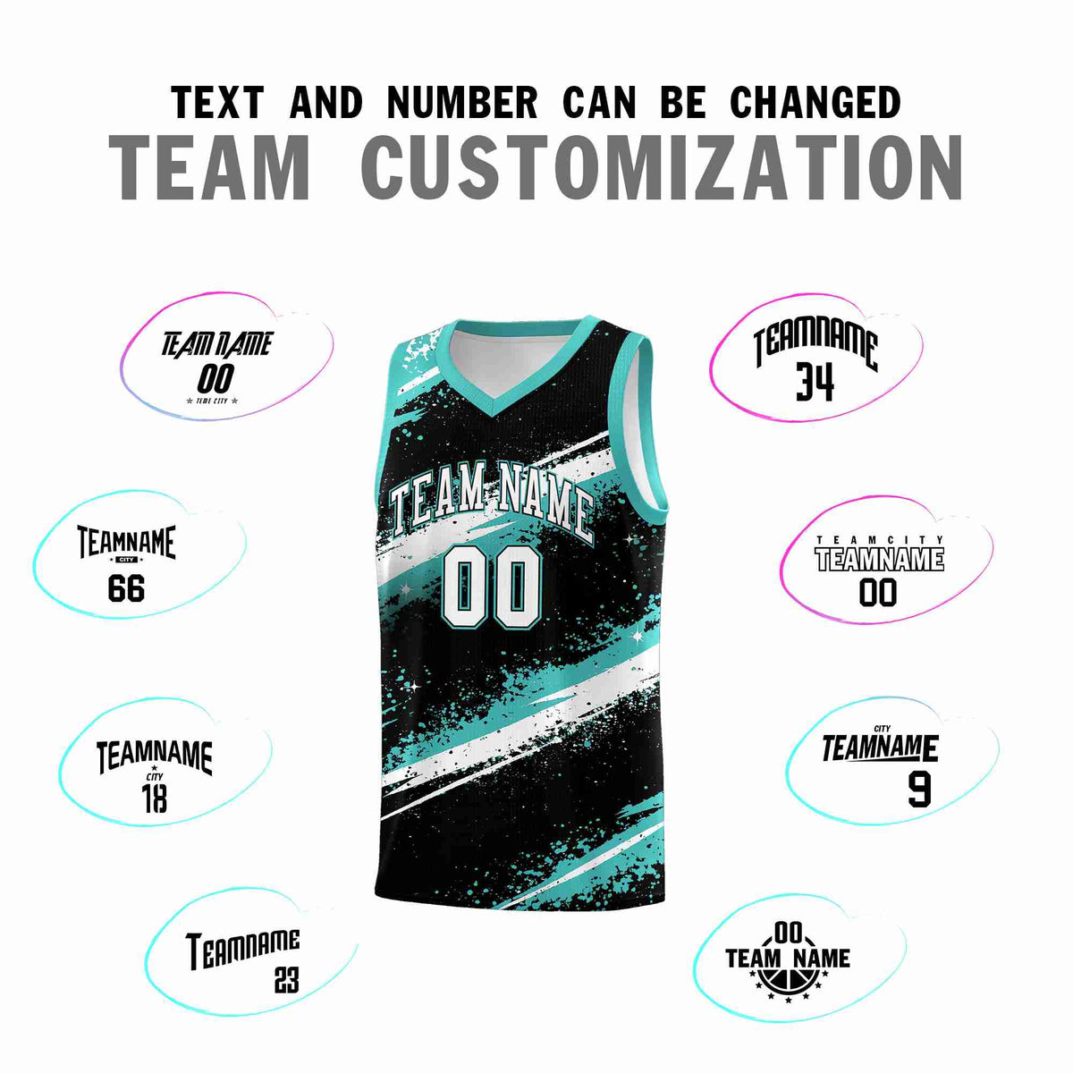 Custom Black Teal-04 White Basketball Jersey Stellar Strike Series Stellar Lightweight