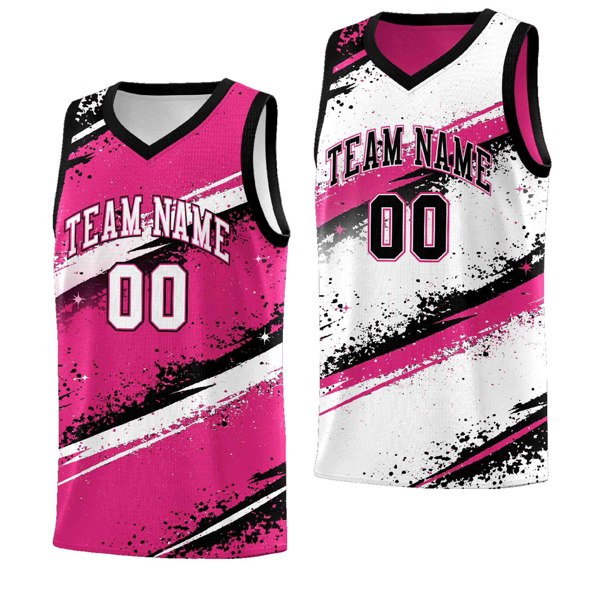 Custom Pink Black White Basketball Jersey Stellar Strike Series Dynamic Sublimation Printing