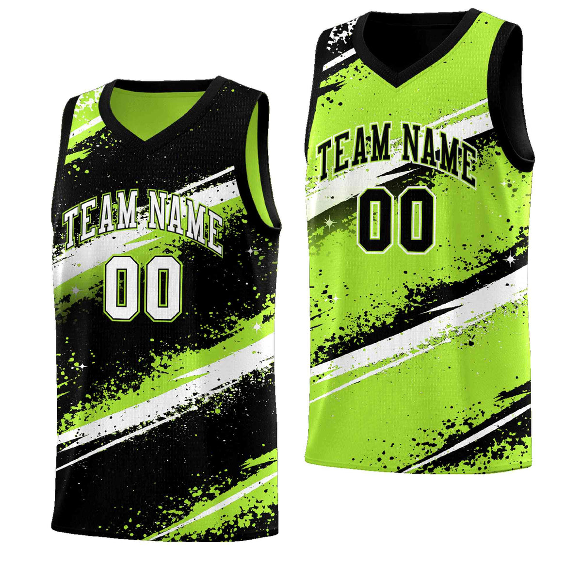 Custom Black Green White Basketball Jersey Stellar Strike Series Velocity Breathable