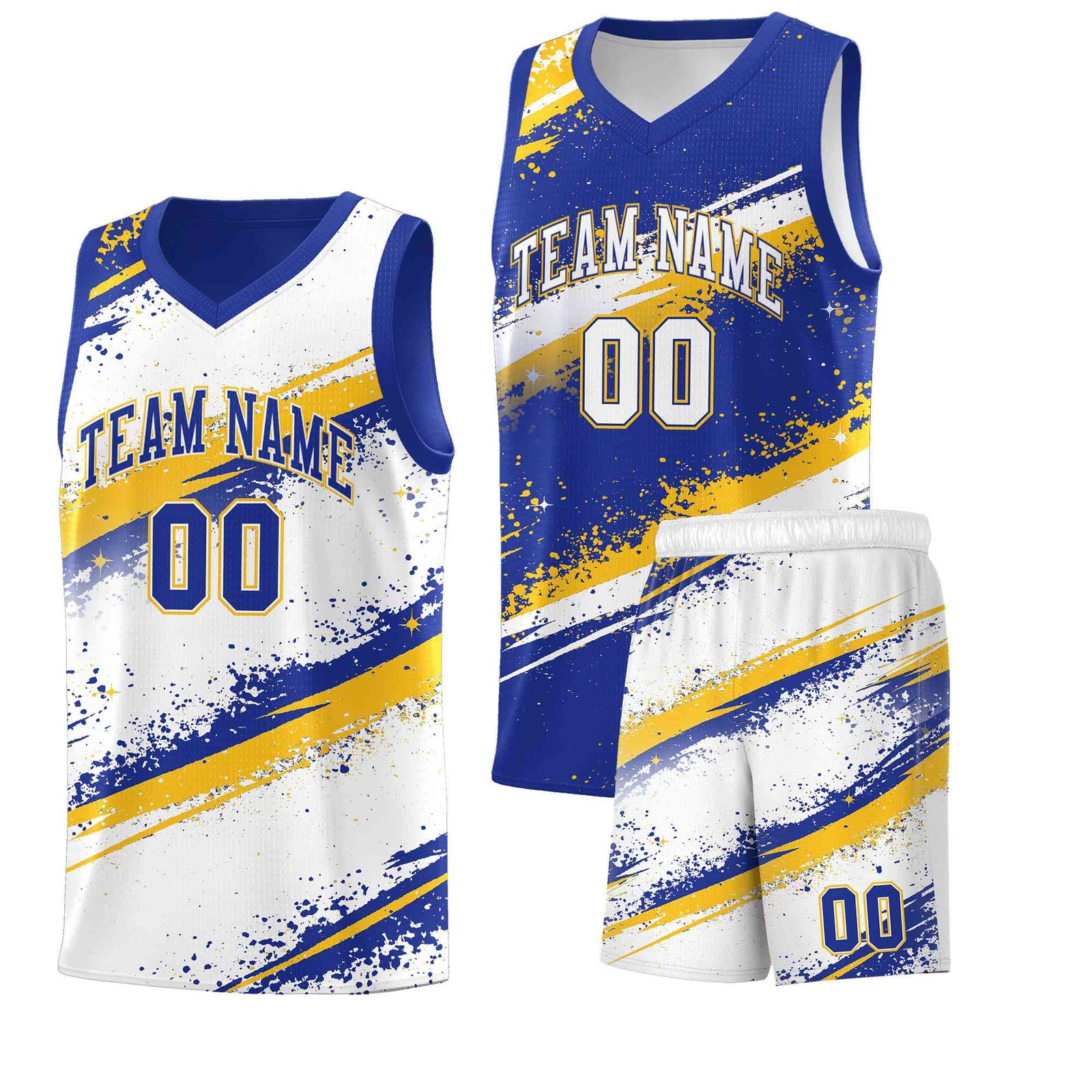 Custom Royal Blue Yellow White Basketball Jersey Stellar Strike Series Cosmic Quick-Drying
