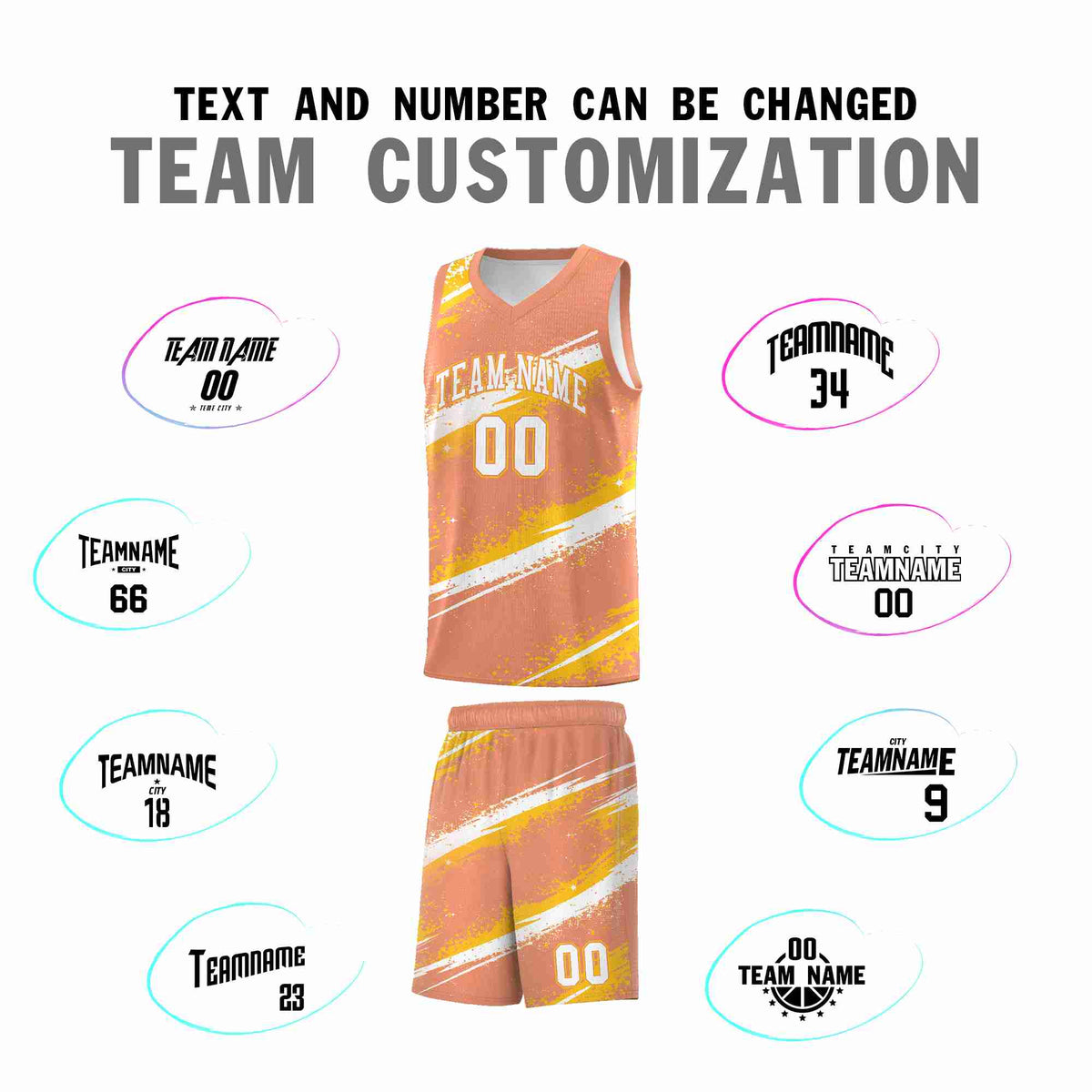 Custom Light Orange Yellow White Basketball Jersey Stellar Strike Series Stellar Wrinkle-Resistant