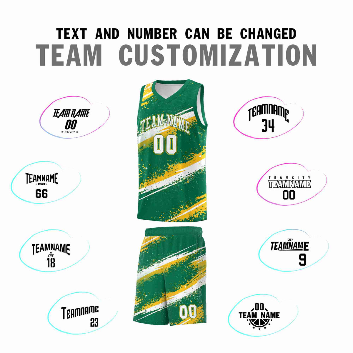 Custom Kelly Green Yellow White Basketball Jersey Stellar Strike Series Reversible Sublimation Printing