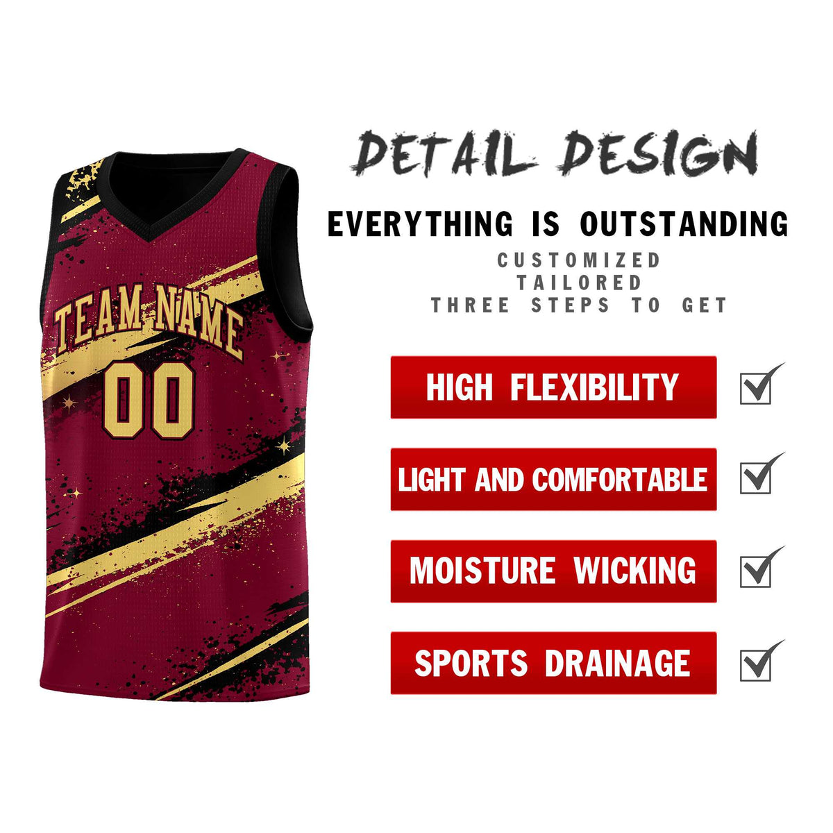 Custom Crimson Black Khaki Basketball Jersey Stellar Strike Series Dynamic Breathable