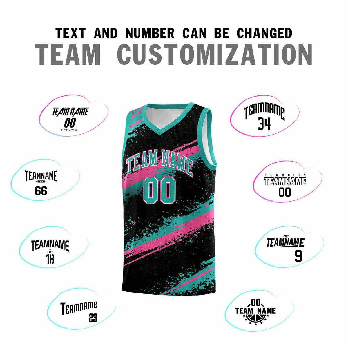Custom Black Aqua Pink Basketball Jersey Stellar Strike Series Cosmic Lightweight