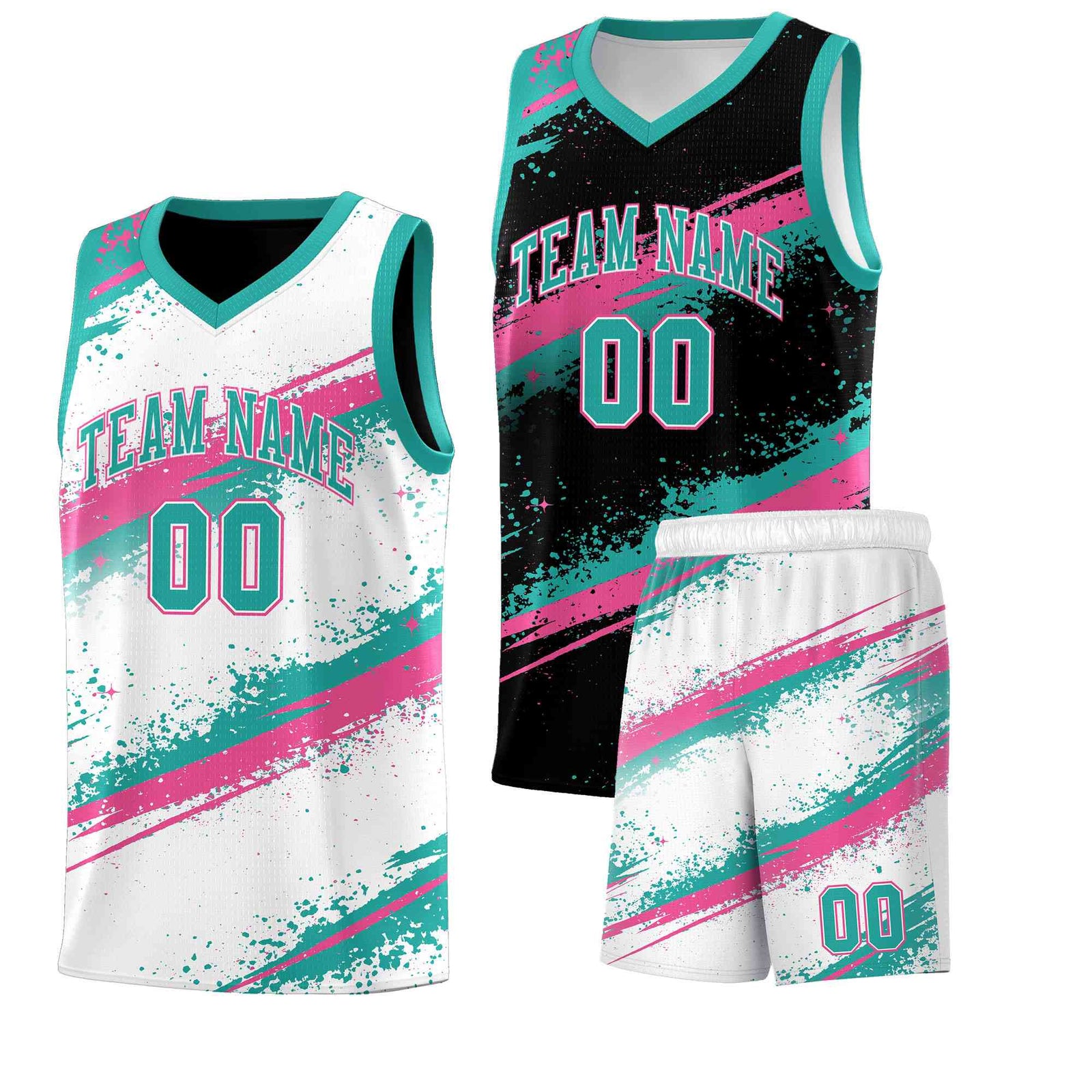Custom Black Aqua Pink Basketball Jersey Stellar Strike Series Cosmic Lightweight