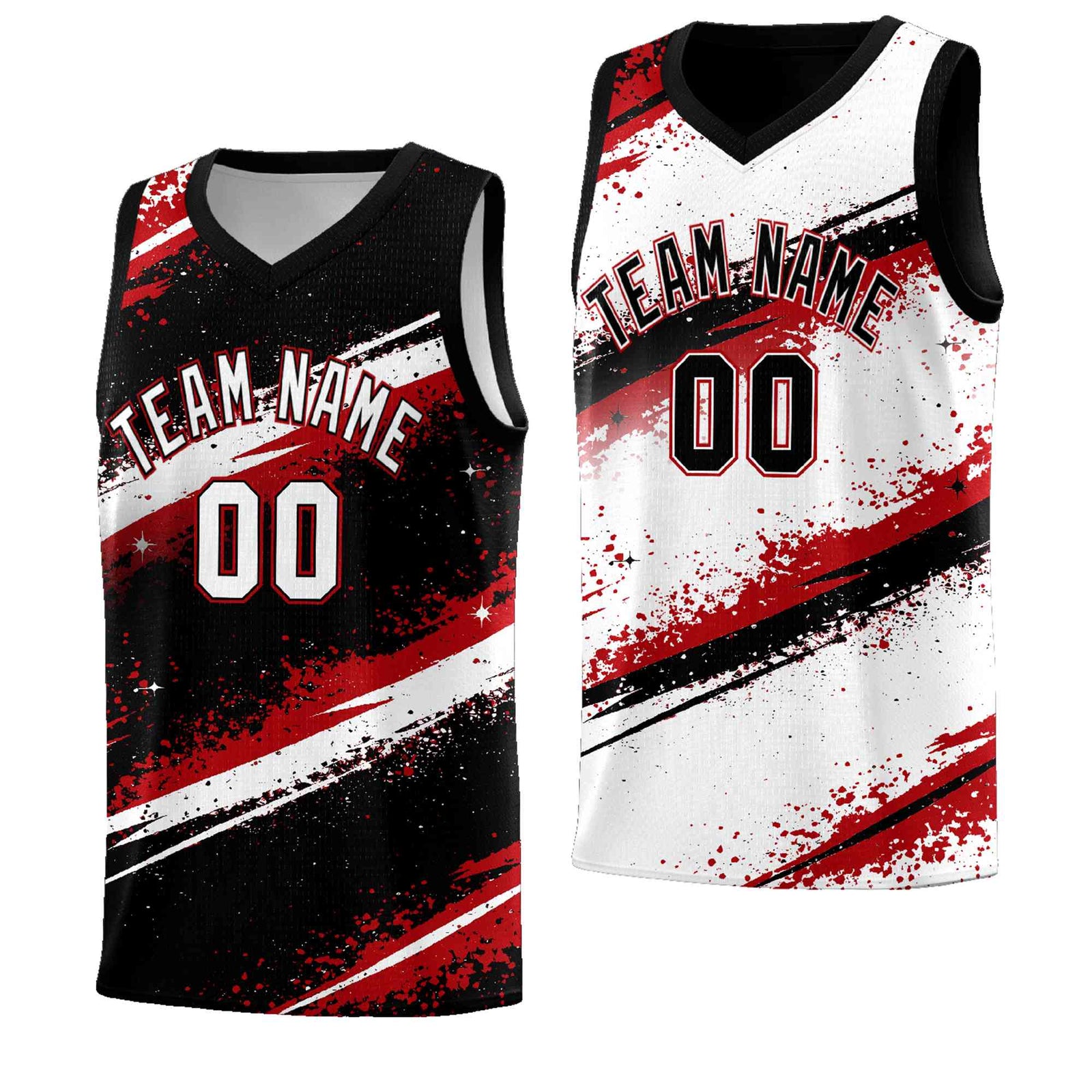 Custom Black Red White Basketball Jersey Stellar Strike Series Stellar Breathable