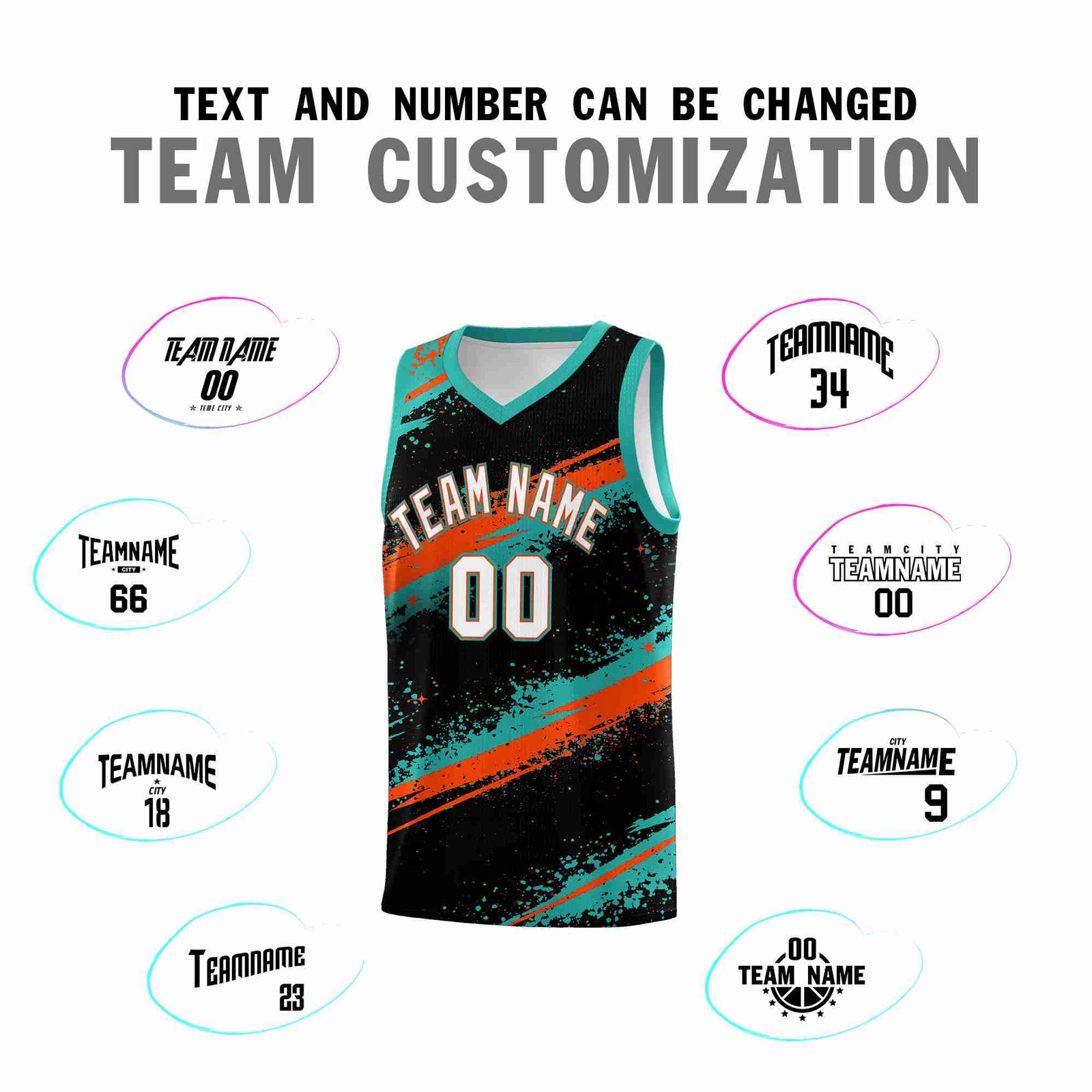 Custom Black Aqua Orange Basketball Jersey Stellar Strike Series Velocity Drapable