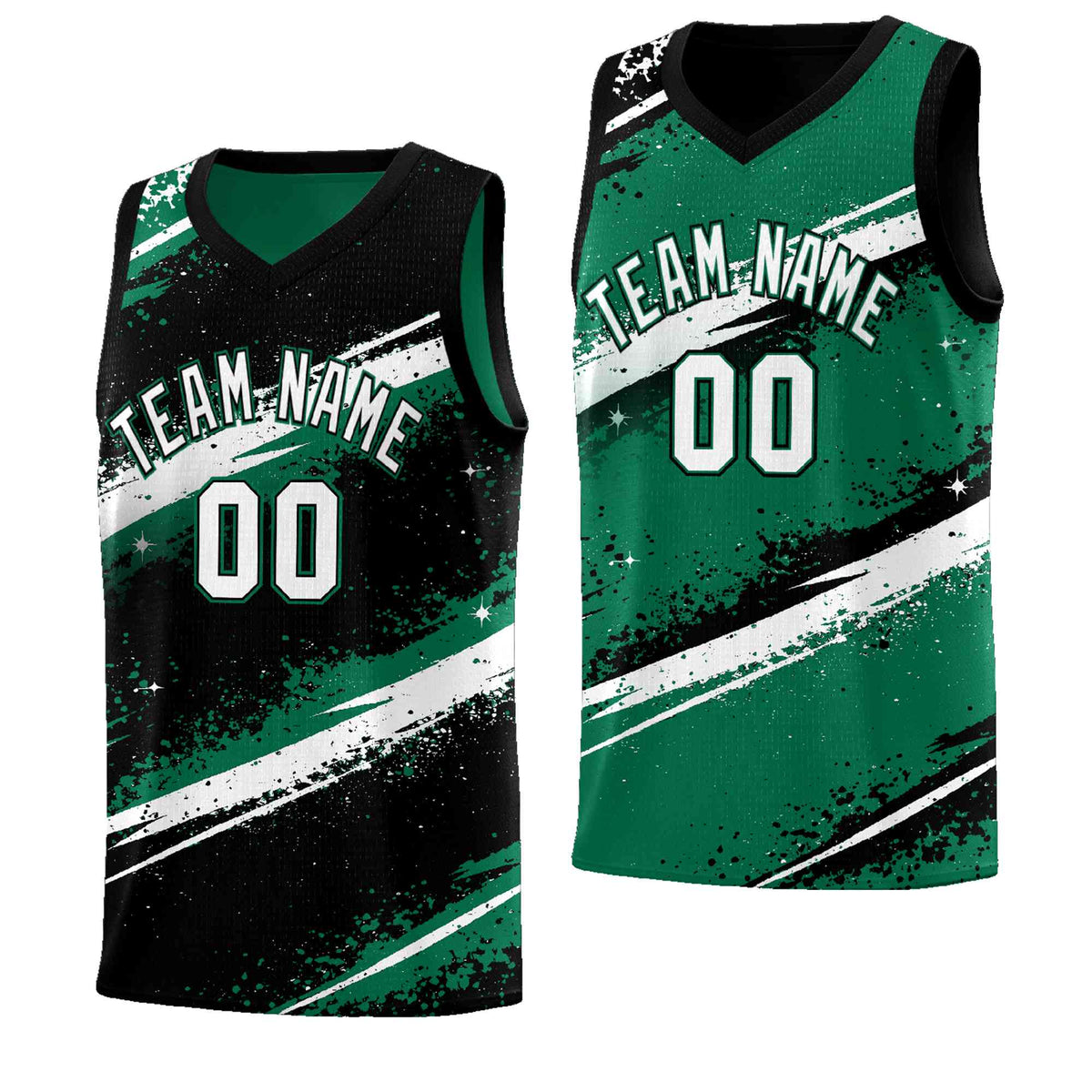 Custom Black Kelly Green White Basketball Jersey Stellar Strike Series Splash Lightweight