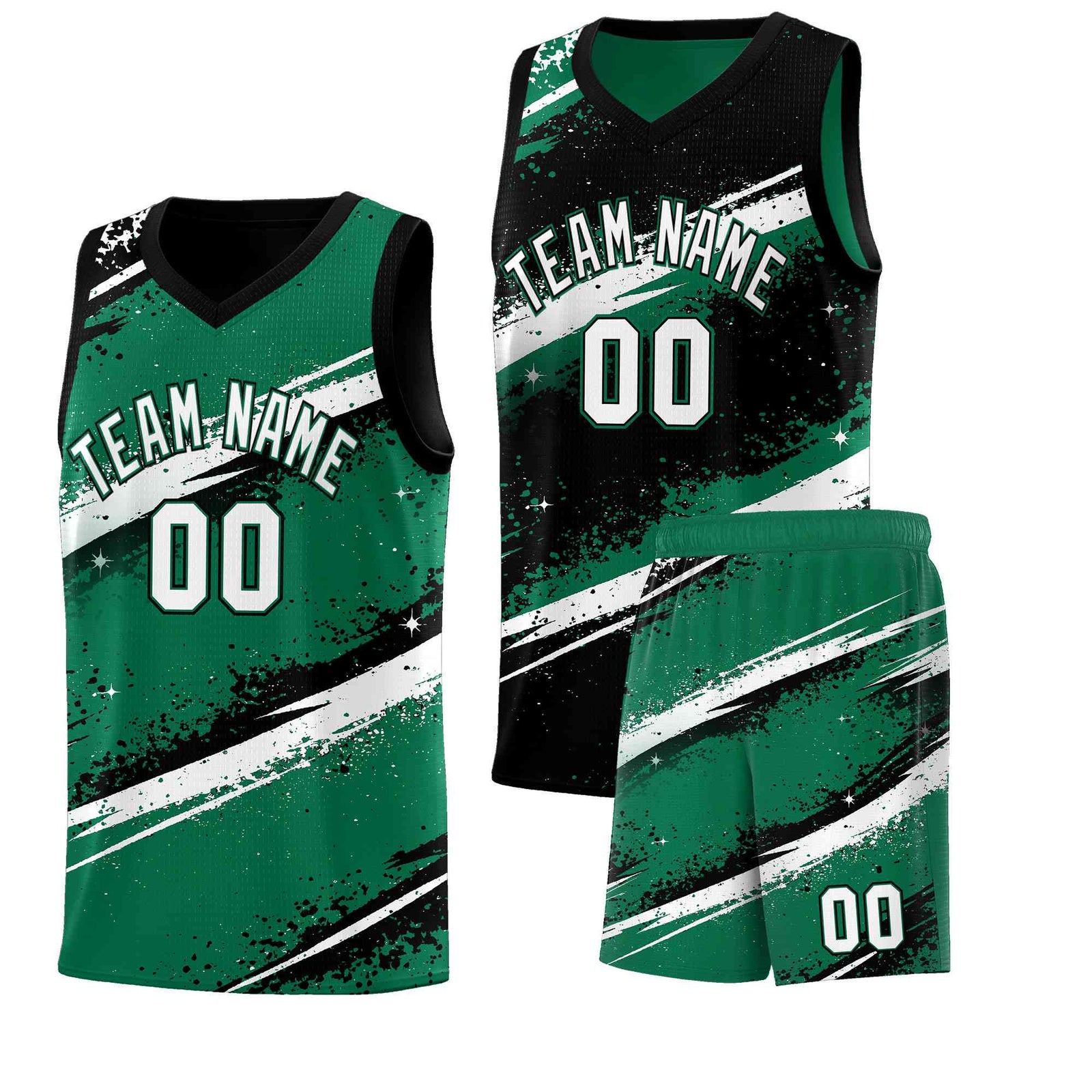 Custom Black Kelly Green White Basketball Jersey Stellar Strike Series Splash Lightweight