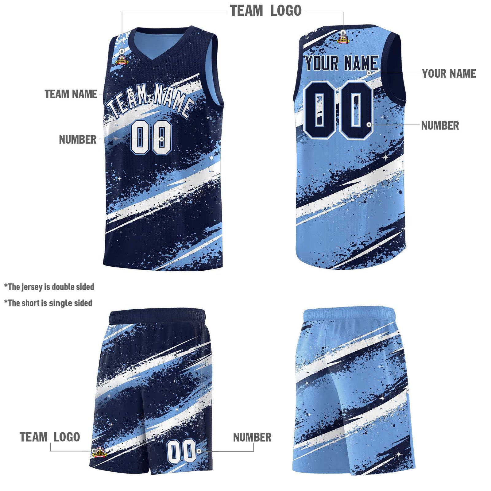 Custom Navy Light Blue White Basketball Jersey Stellar Strike Series Dynamic Drapable