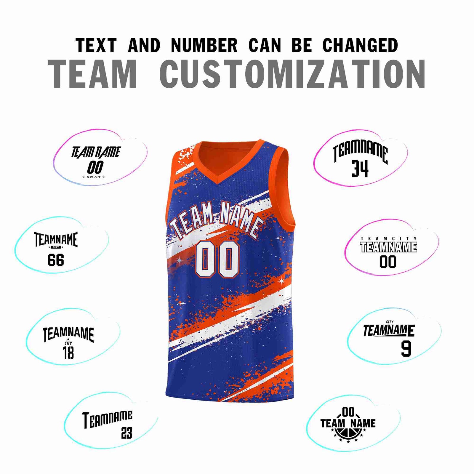 Custom Royal Blue Orange White Basketball Jersey Stellar Strike Series Cosmic Breathable