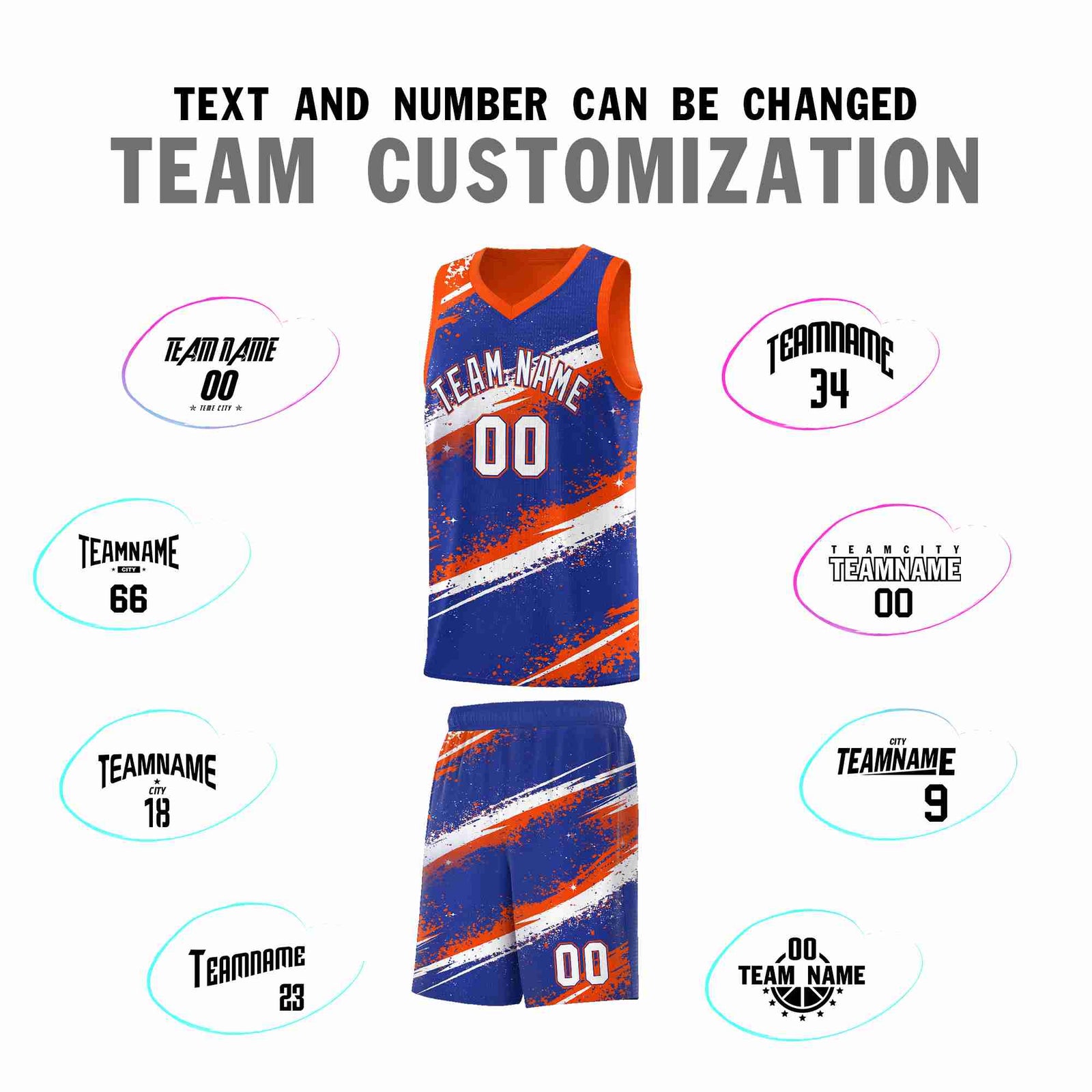 Custom Royal Blue Orange White Basketball Jersey Stellar Strike Series Cosmic Breathable