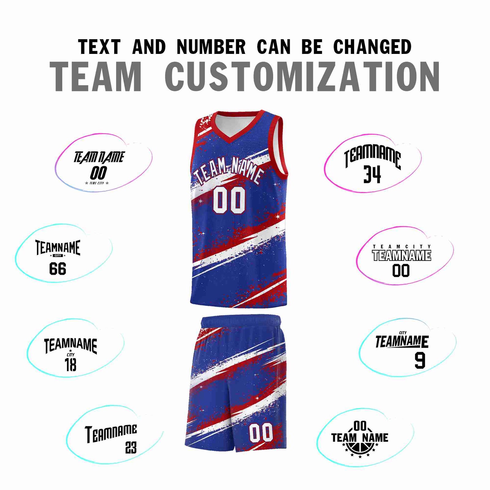 Custom Royal Blue Red White Basketball Jersey Stellar Strike Series Impact Quick-Drying