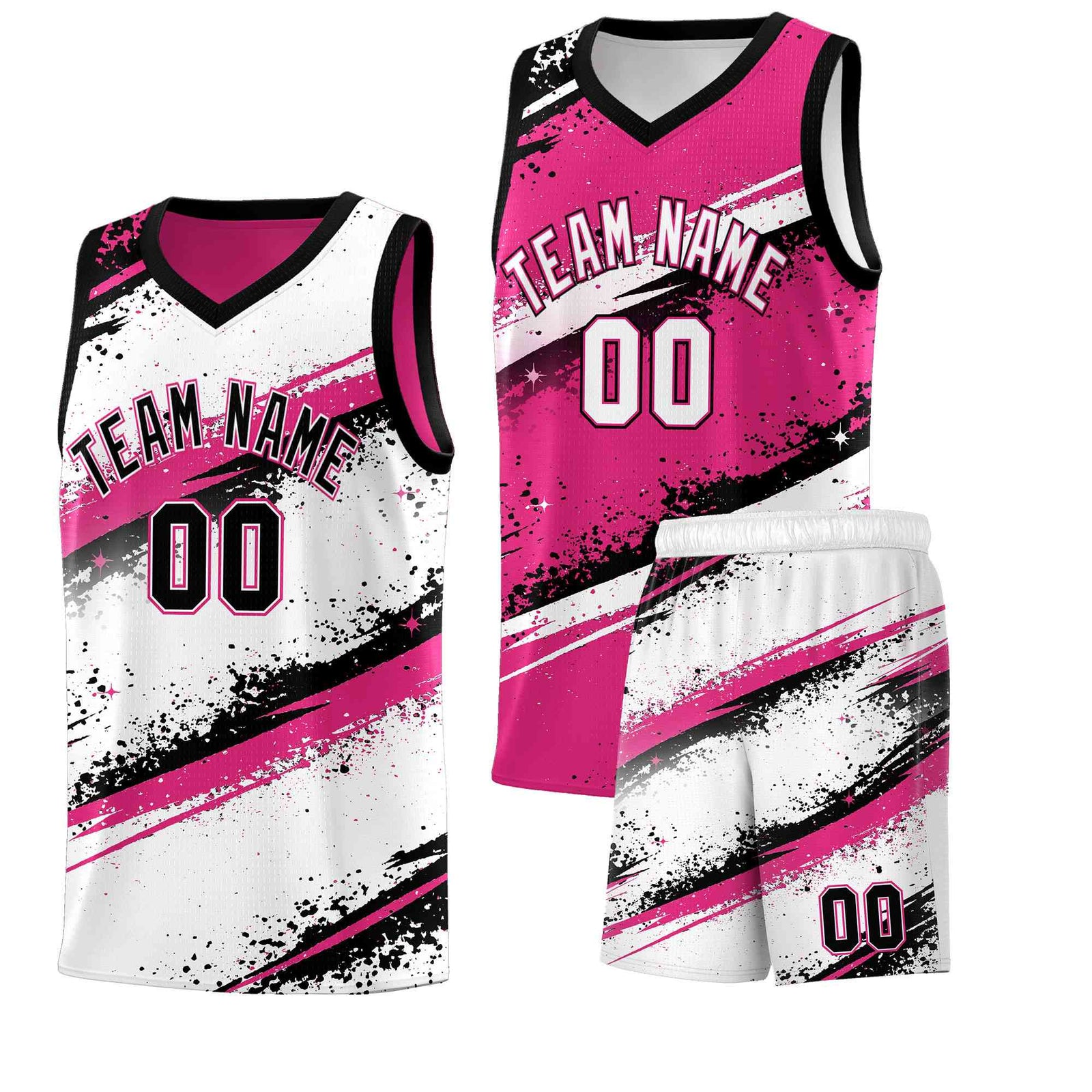 Custom Pink Black White Basketball Jersey Stellar Strike Series Dynamic Sublimation Printing