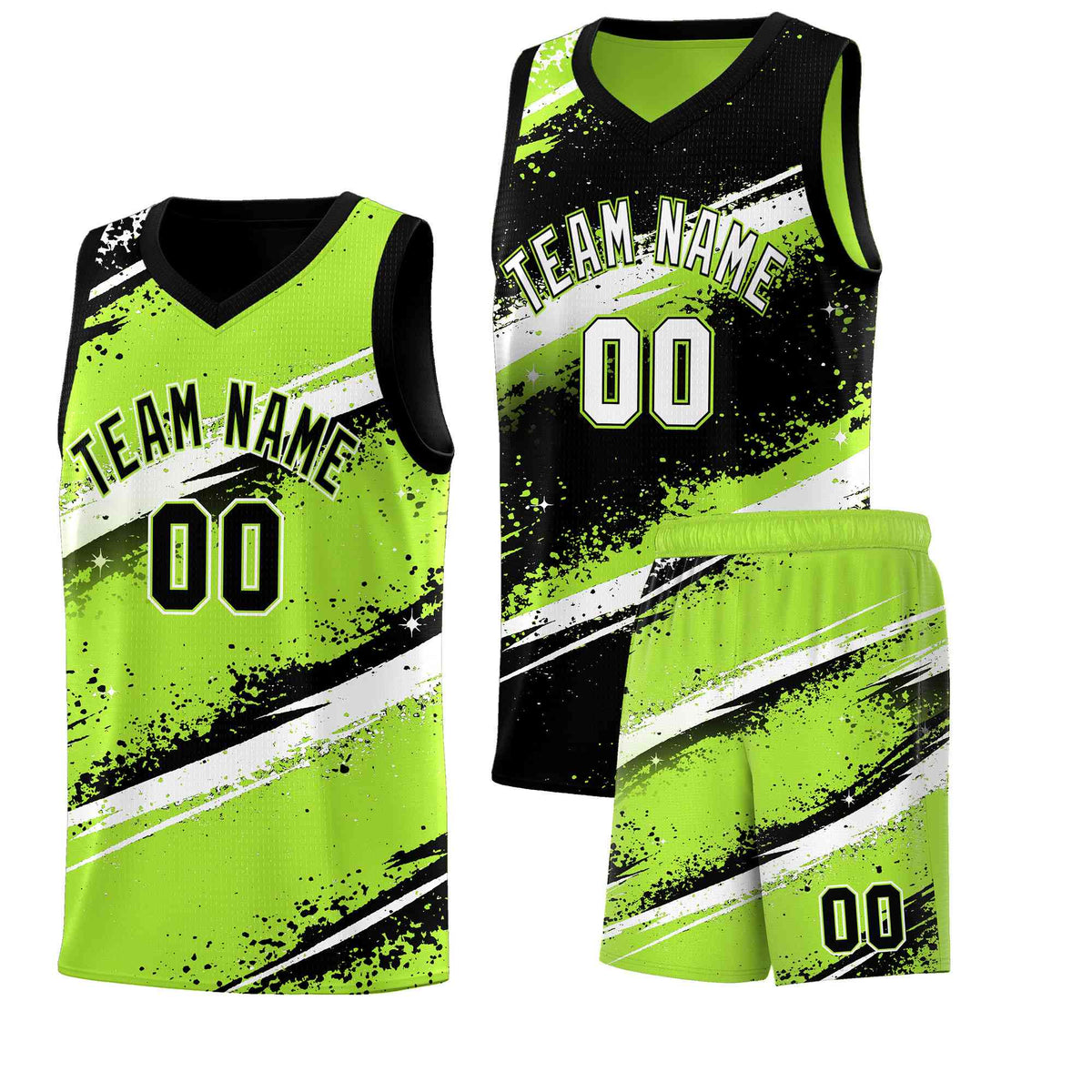 Custom Black Green White Basketball Jersey Stellar Strike Series Velocity Breathable