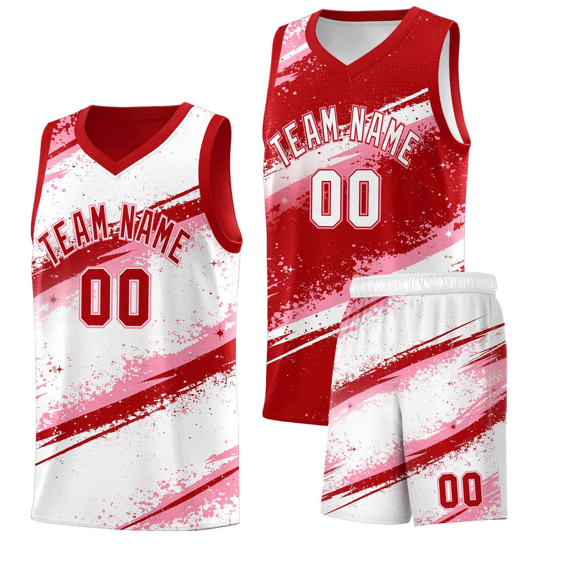 Custom Red Light Pink White Basketball Jersey Stellar Strike Series Impact Lightweight