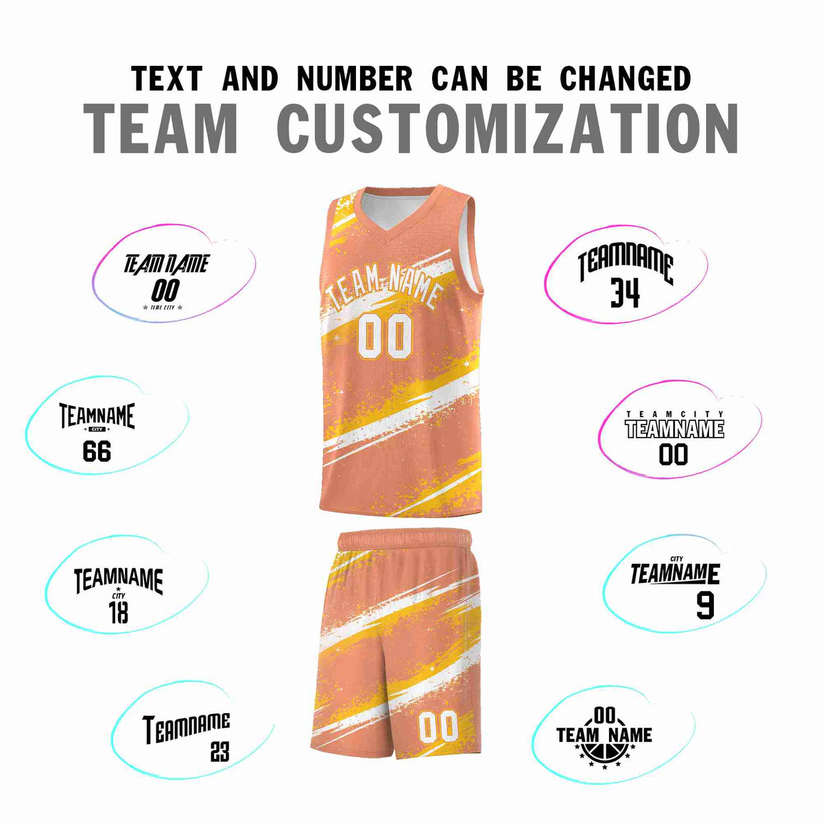 Custom Light Orange Yellow White Basketball Jersey Stellar Strike Series Stellar Wrinkle-Resistant