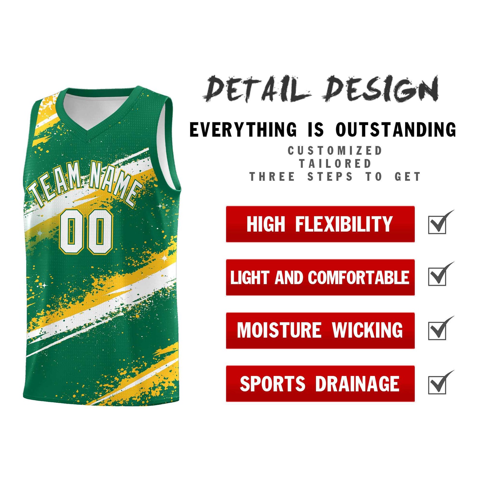 Custom Kelly Green Yellow White Basketball Jersey Stellar Strike Series Reversible Sublimation Printing