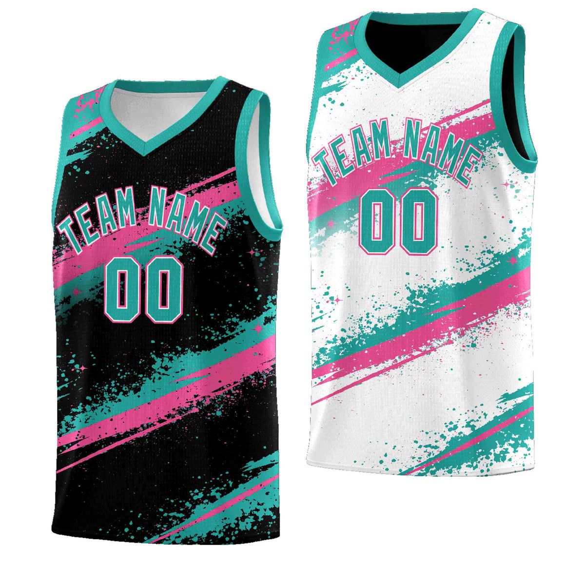 Custom Black Aqua Pink Basketball Jersey Stellar Strike Series Cosmic Lightweight