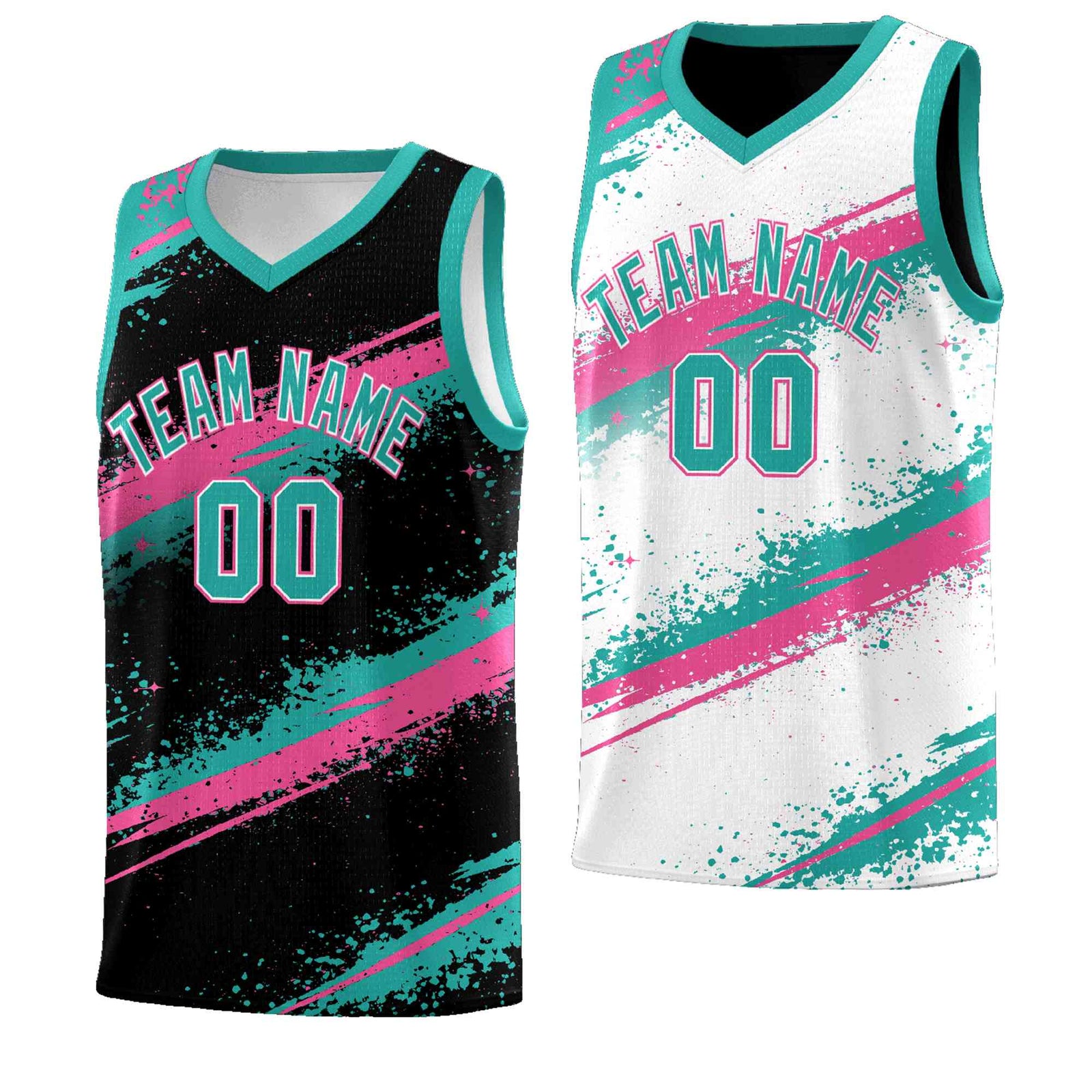 Custom Black Aqua Pink Basketball Jersey Stellar Strike Series Cosmic Lightweight
