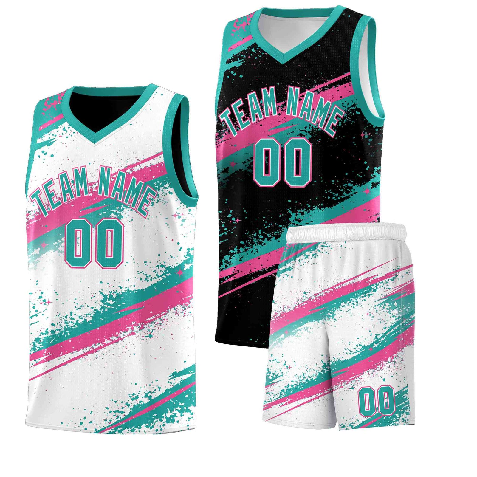Custom Black Aqua Pink Basketball Jersey Stellar Strike Series Cosmic Lightweight