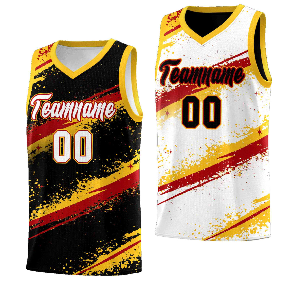 Custom Black Yellow Red Basketball Jersey Stellar Strike Series Dynamic Wrinkle-Resistant