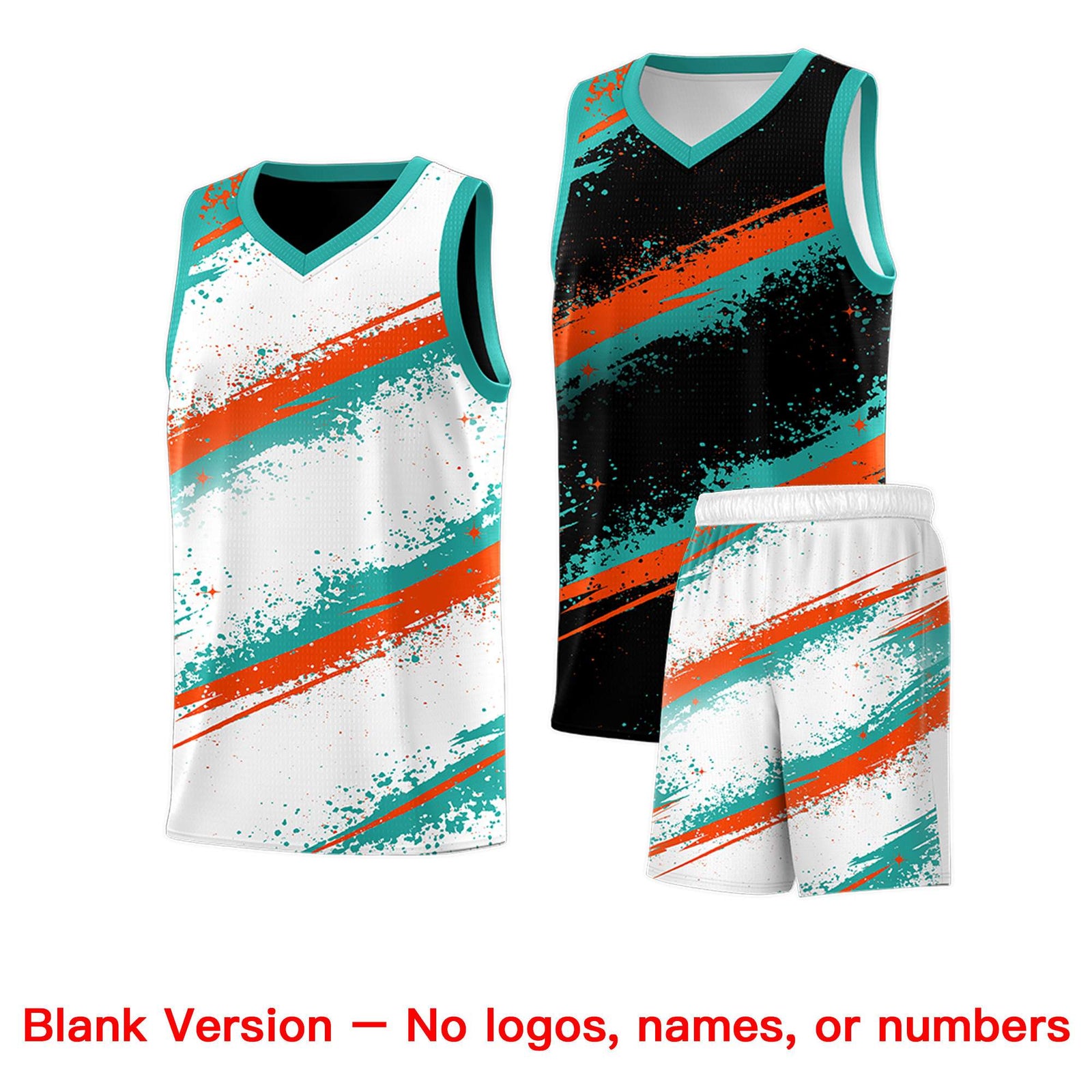 Custom Black Aqua Orange Basketball Jersey Stellar Strike Series Velocity Drapable