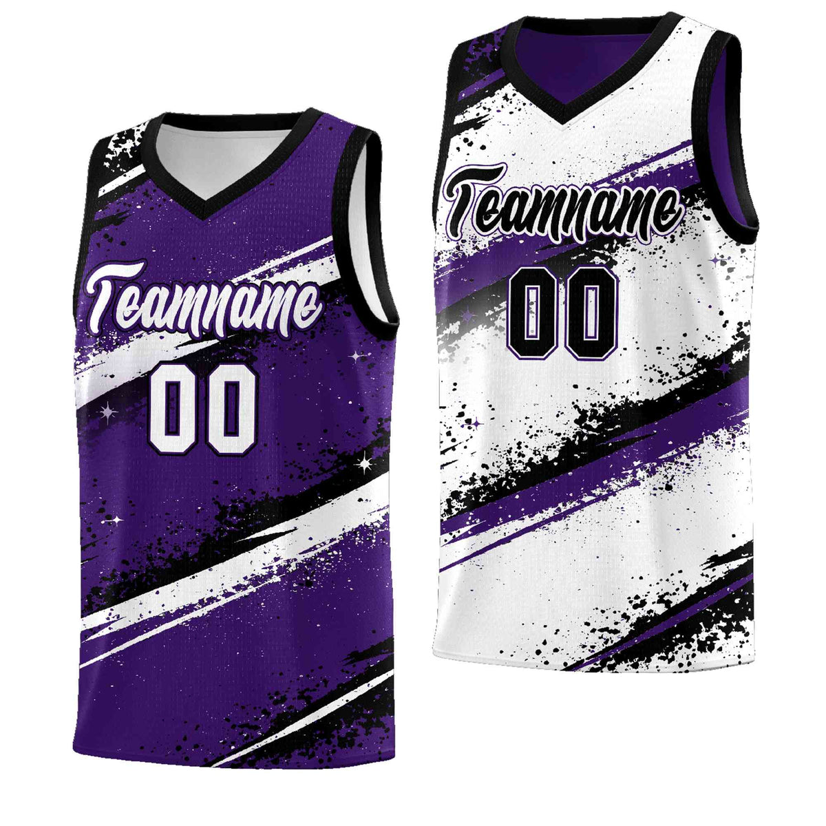 Custom Purple Black White Basketball Jersey Stellar Strike Series Impact Breathable