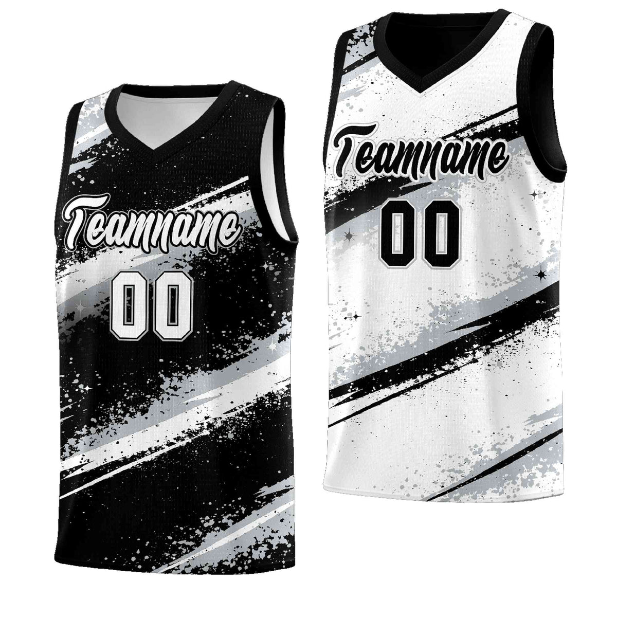 Custom Black Silver White Basketball Jersey Stellar Strike Series Stellar Quick-Drying