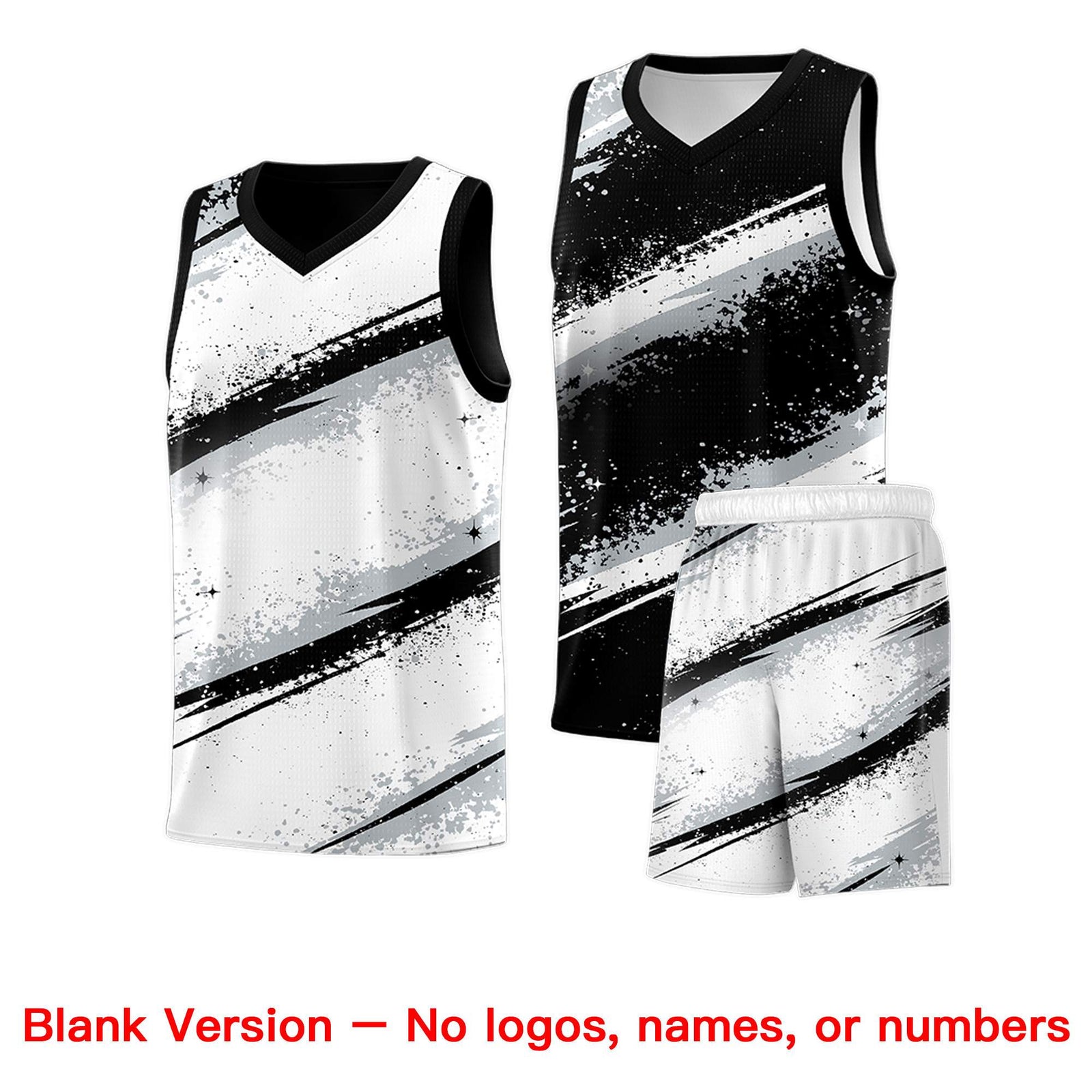 Custom Black Silver White Basketball Jersey Stellar Strike Series Stellar Quick-Drying