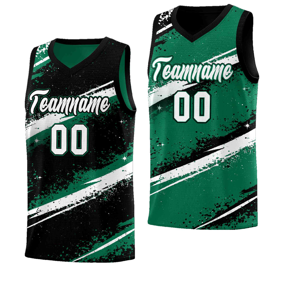 Custom Black Kelly Green White Basketball Jersey Stellar Strike Series Splash Lightweight
