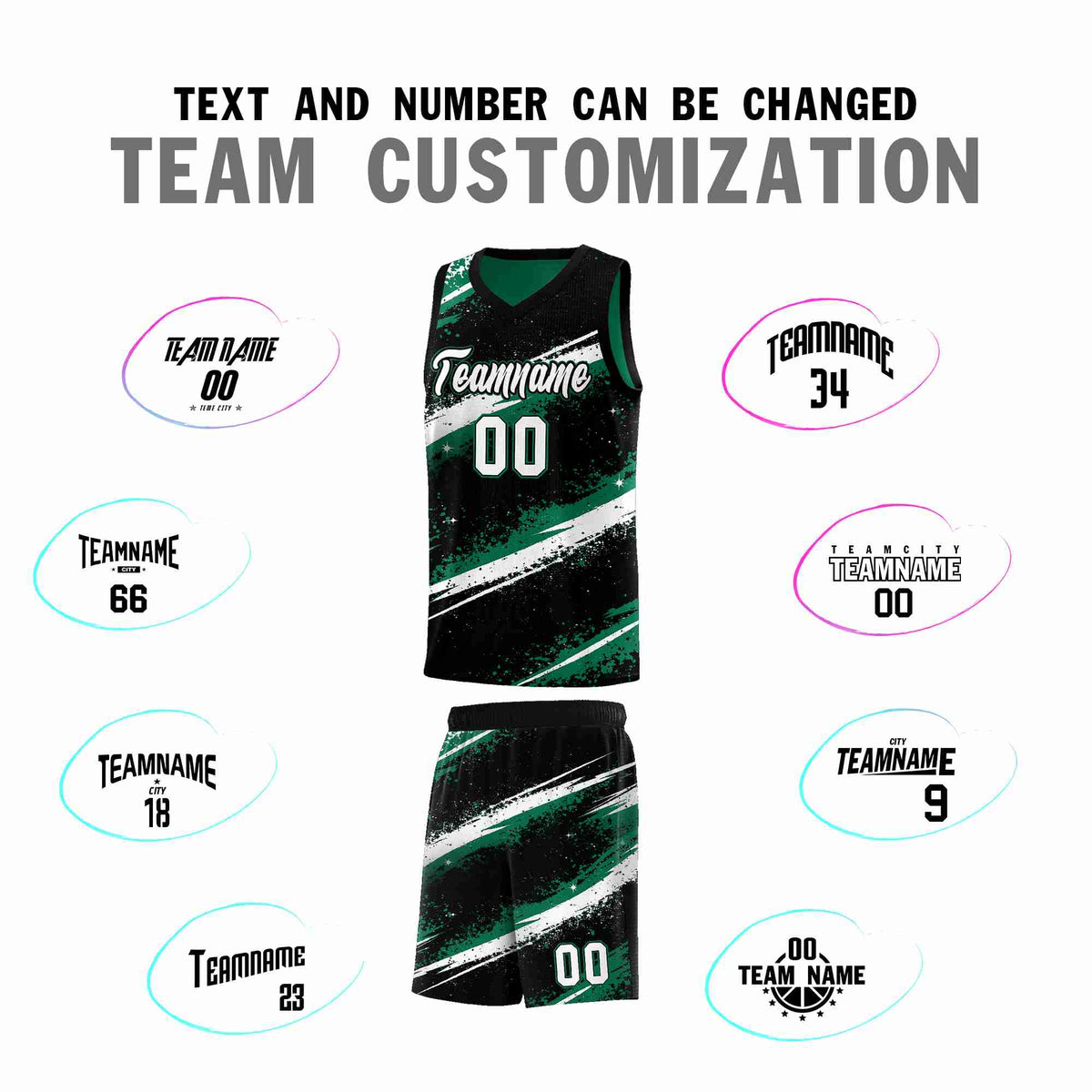 Custom Black Kelly Green White Basketball Jersey Stellar Strike Series Splash Lightweight