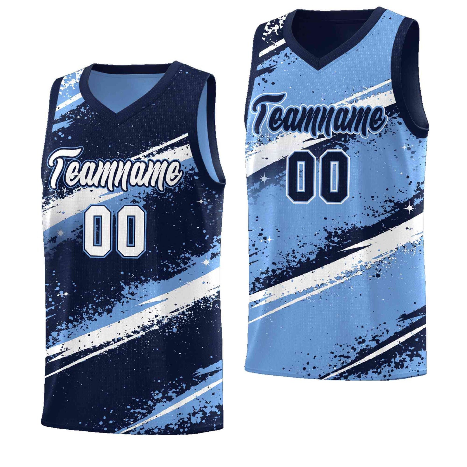 Custom Navy Light Blue White Basketball Jersey Stellar Strike Series Dynamic Drapable
