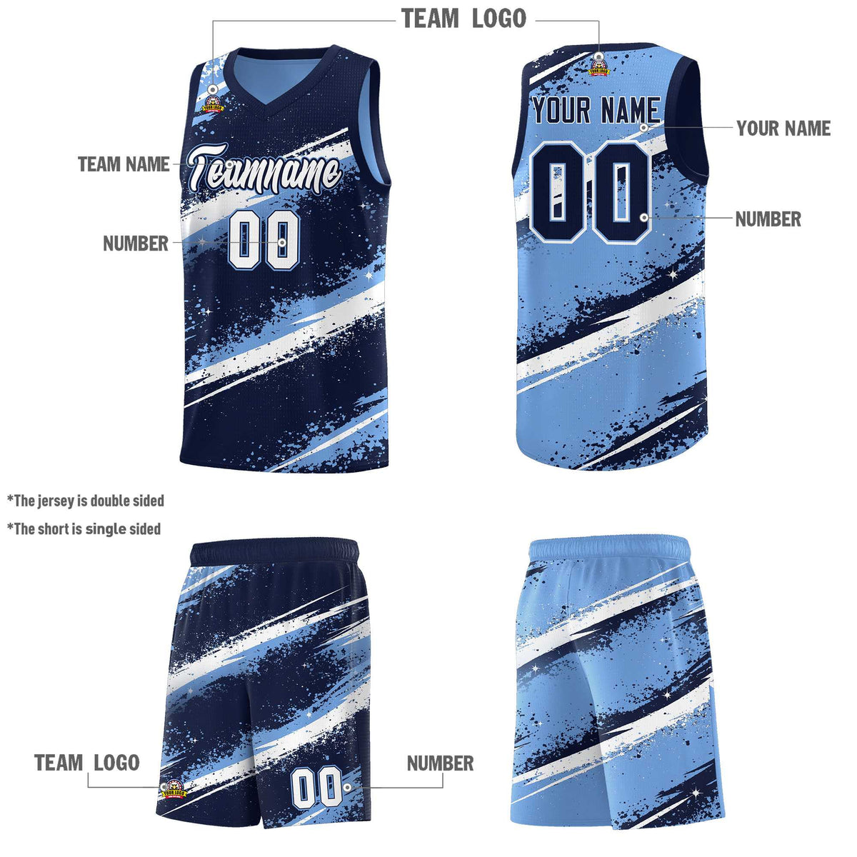 Custom Navy Light Blue White Basketball Jersey Stellar Strike Series Dynamic Drapable