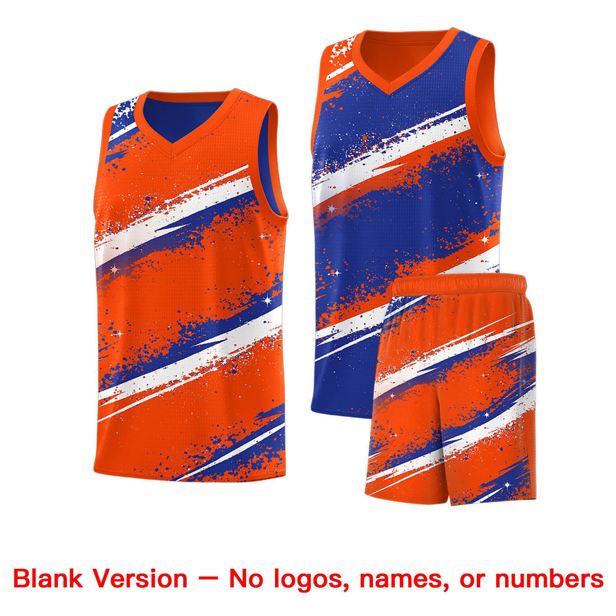 Custom Royal Blue Orange White Basketball Jersey Stellar Strike Series Cosmic Breathable
