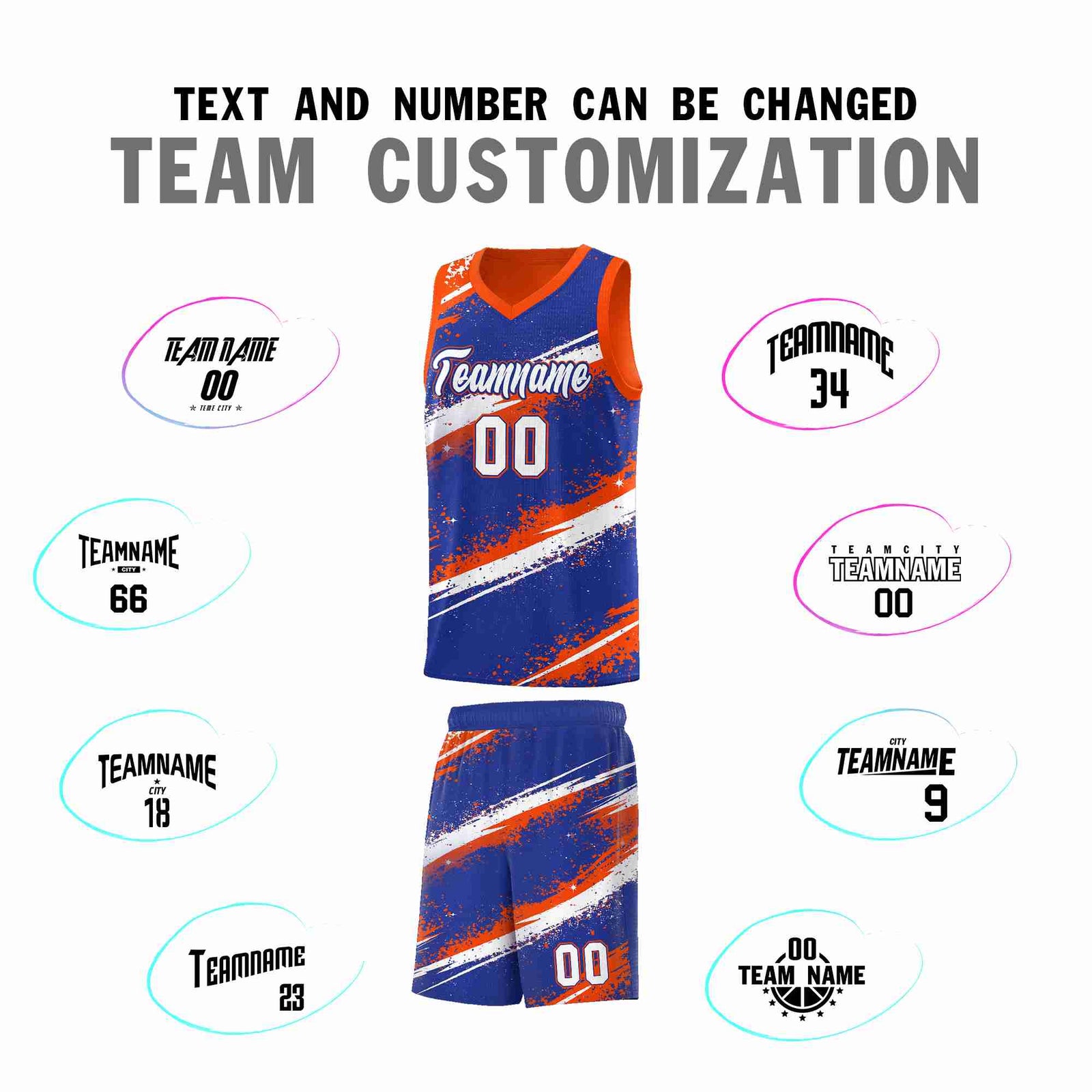 Custom Royal Blue Orange White Basketball Jersey Stellar Strike Series Cosmic Breathable