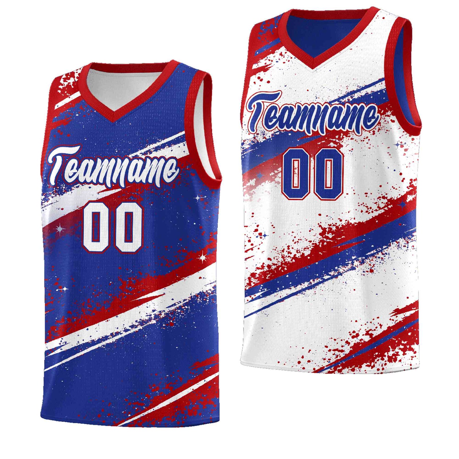 Custom Royal Blue Red White Basketball Jersey Stellar Strike Series Impact Quick-Drying