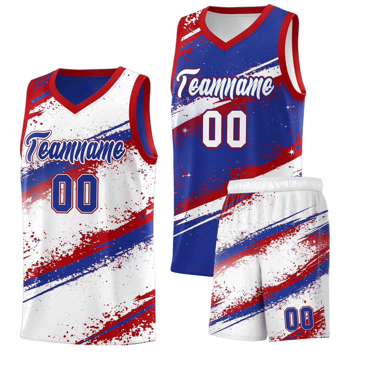 Custom Royal Blue Red White Basketball Jersey Stellar Strike Series Impact Quick-Drying