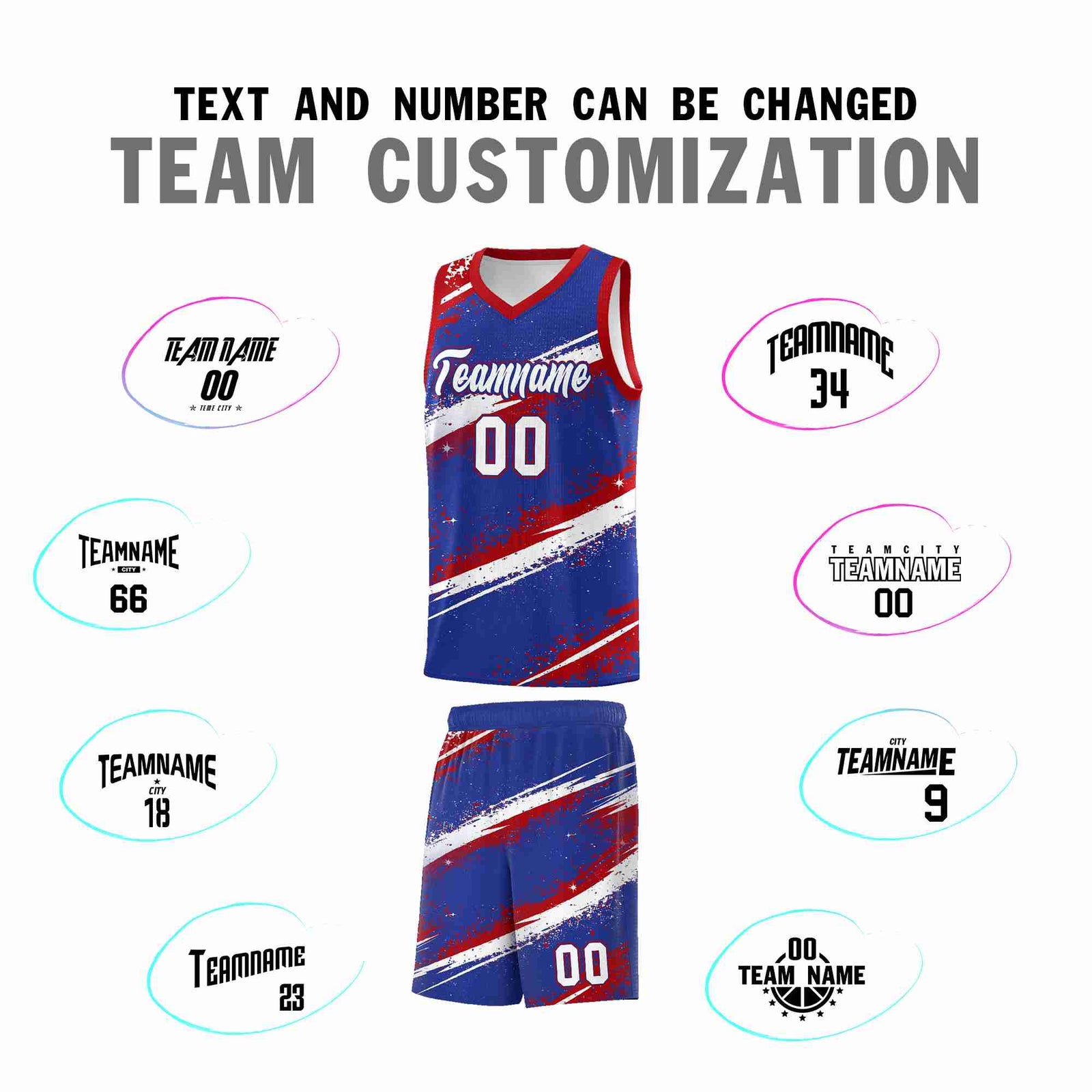 Custom Royal Blue Red White Basketball Jersey Stellar Strike Series Impact Quick-Drying