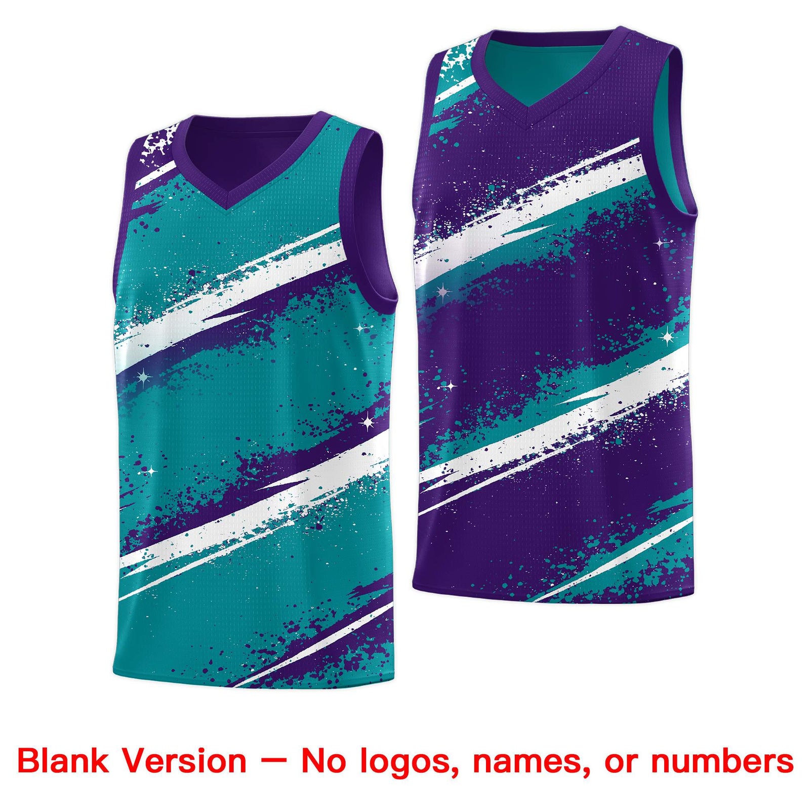 Custom Teal Purple White Basketball Jersey Stellar Strike Series Reversible Drapable