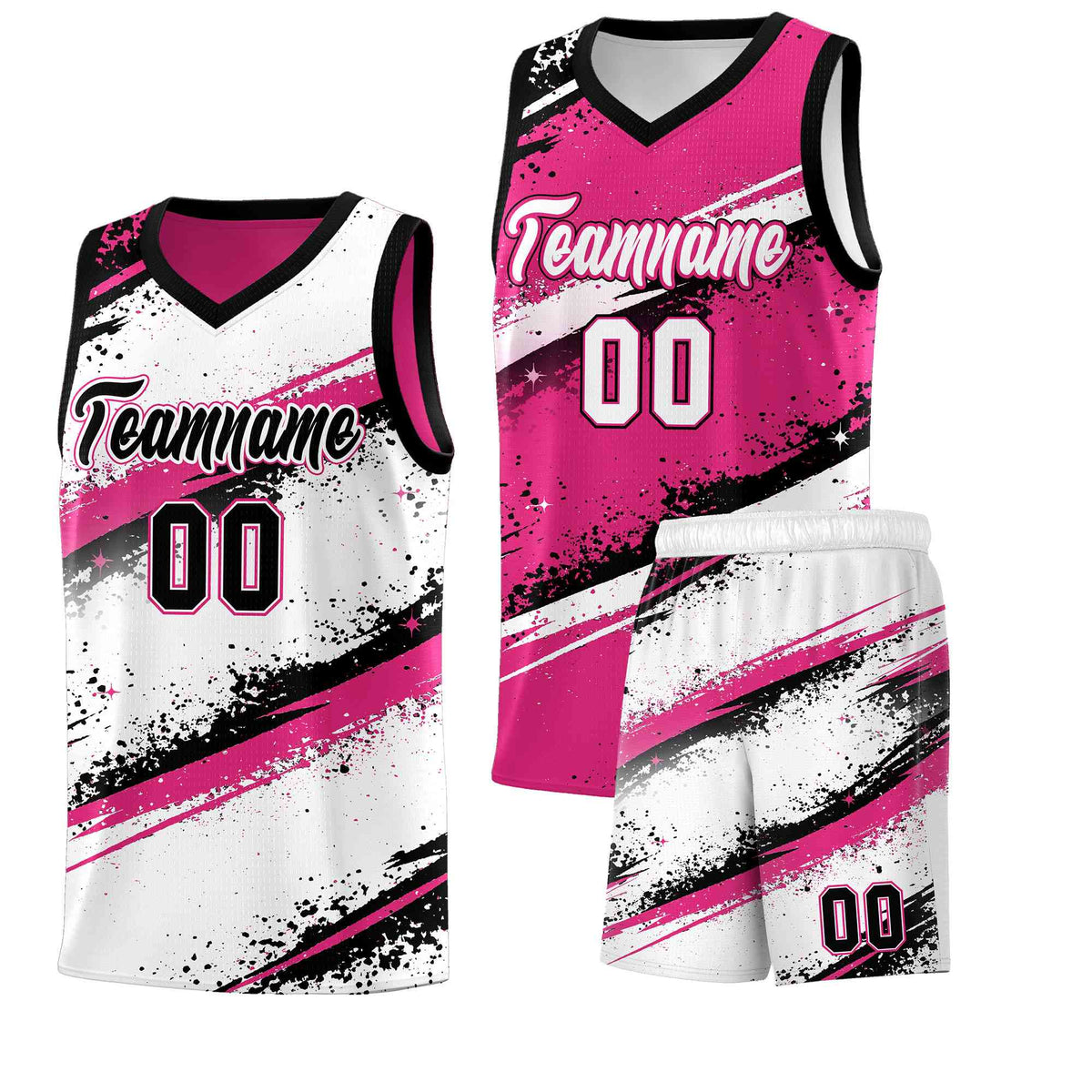 Custom Pink Black White Basketball Jersey Stellar Strike Series Dynamic Sublimation Printing