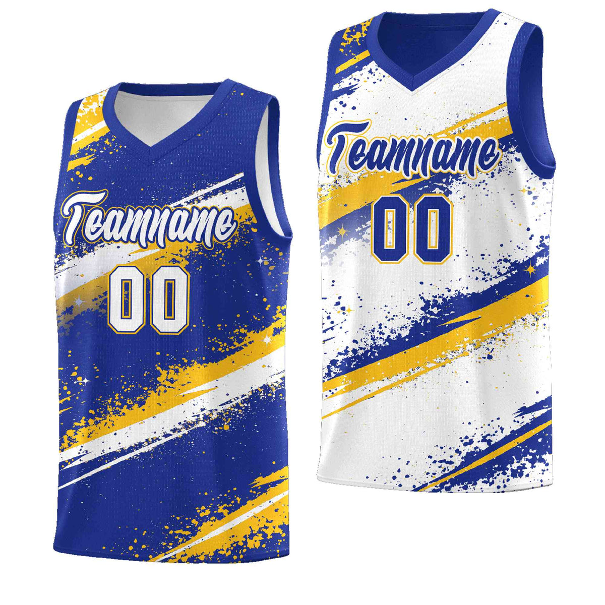 Custom Royal Blue Yellow White Basketball Jersey Stellar Strike Series Cosmic Quick-Drying