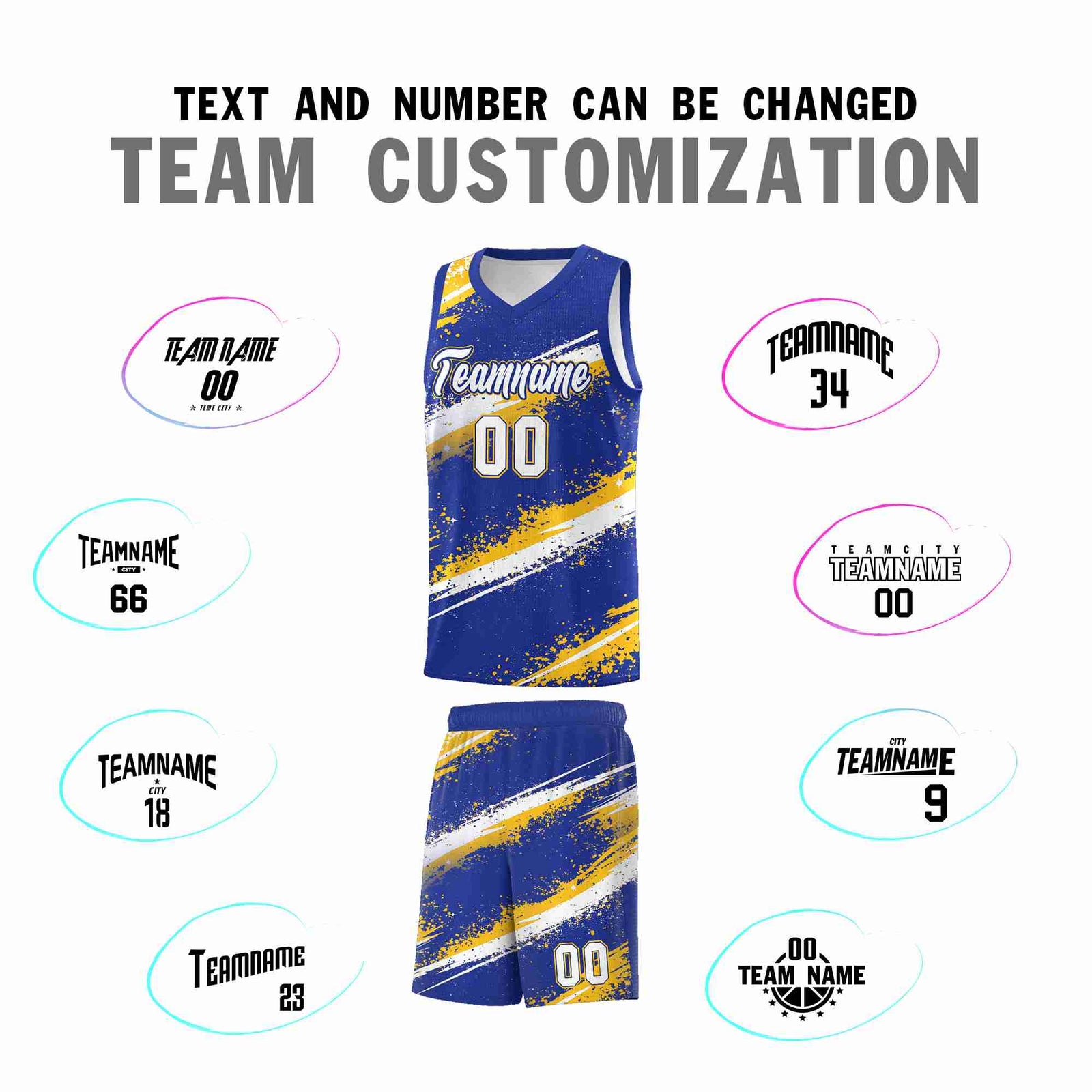Custom Royal Blue Yellow White Basketball Jersey Stellar Strike Series Cosmic Quick-Drying