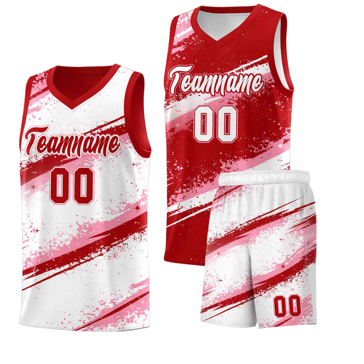 Custom Red Light Pink White Basketball Jersey Stellar Strike Series Impact Lightweight