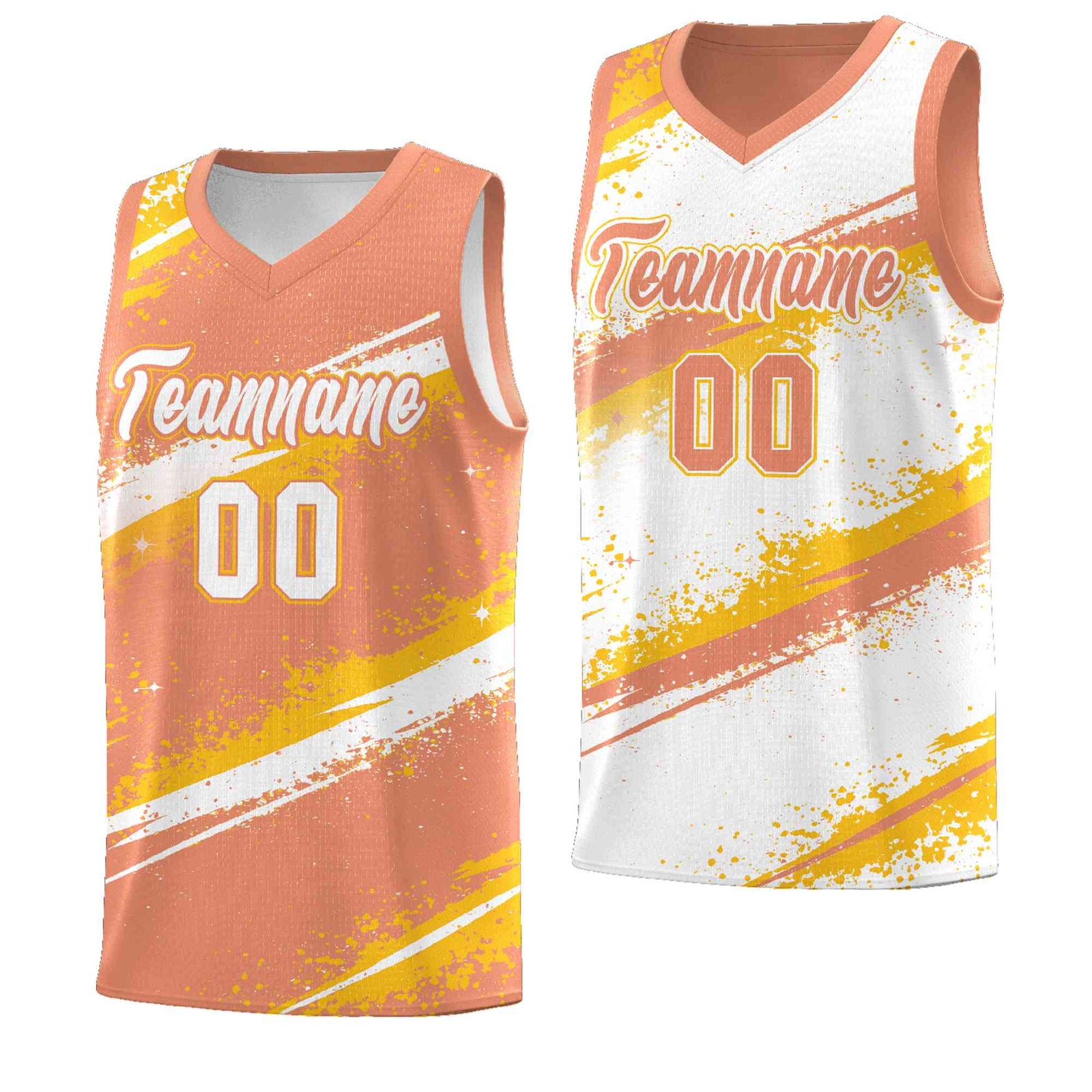 Custom Light Orange Yellow White Basketball Jersey Stellar Strike Series Stellar Wrinkle-Resistant