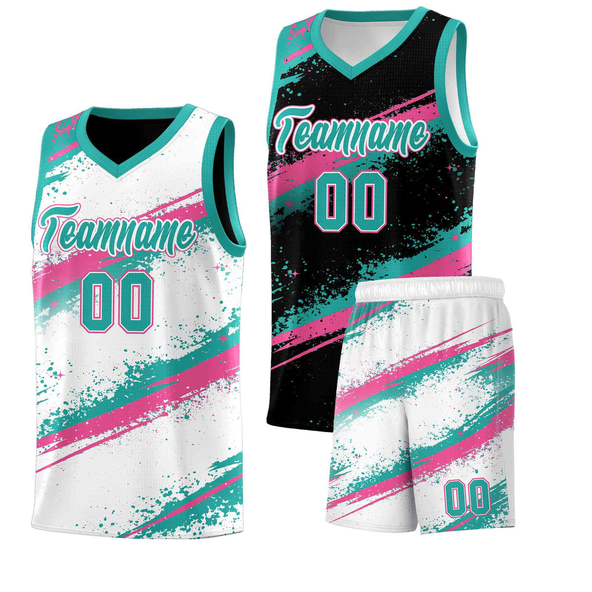 Custom Black Aqua Pink Basketball Jersey Stellar Strike Series Cosmic Lightweight