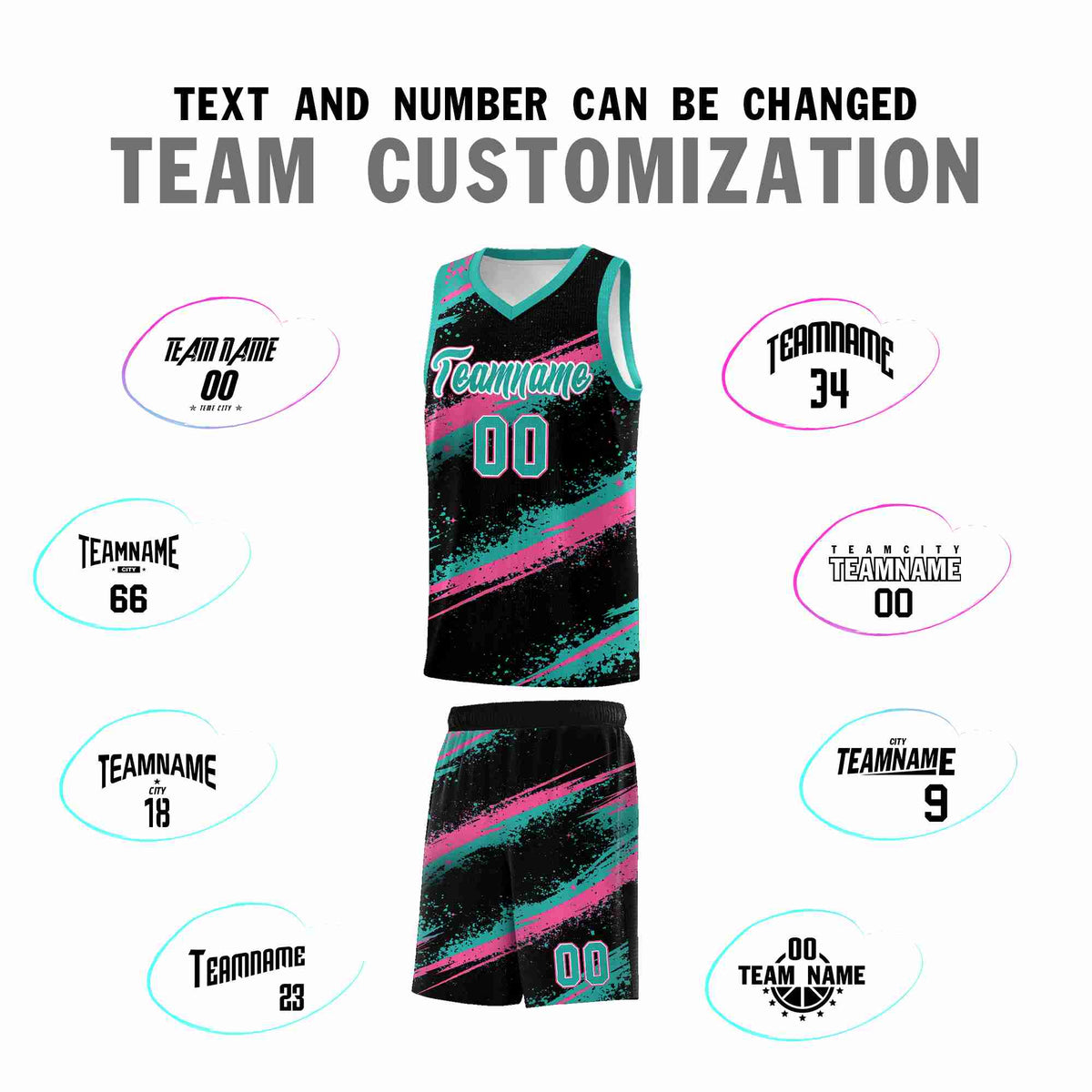 Custom Black Aqua Pink Basketball Jersey Stellar Strike Series Cosmic Lightweight
