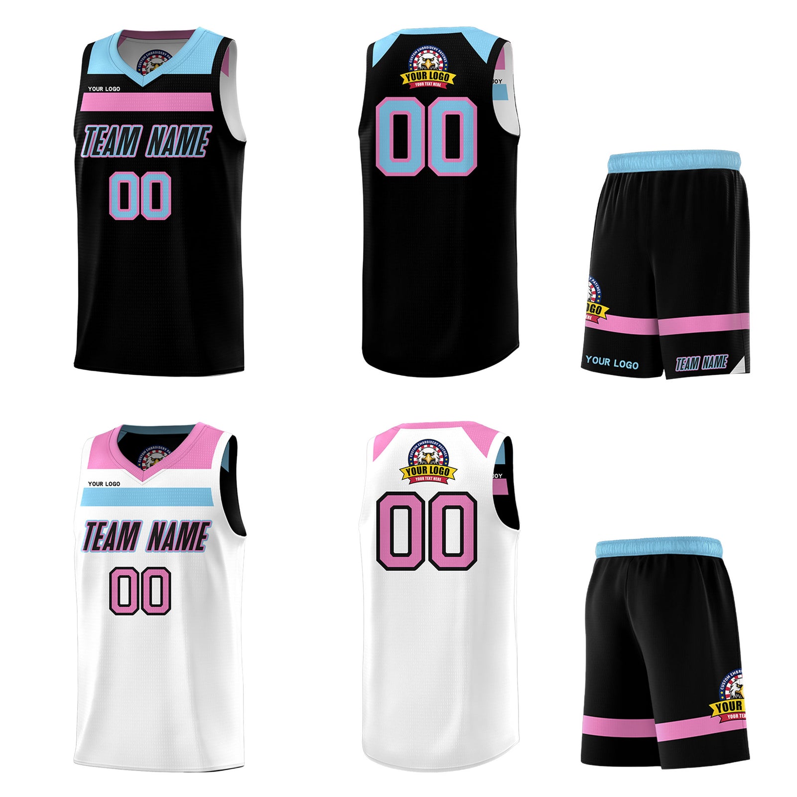 Fans-Made | Custom White Red Black-Light Blue Double Side Sets Basketball Uniform-Arizona Driven ¨C Available for Reorder