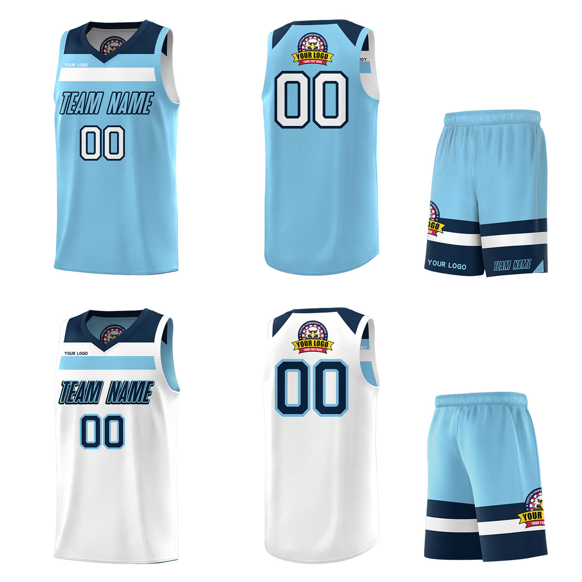 Fans-Made | Custom White Red Black-Light Blue Double Side Sets Basketball Uniform-Arizona Driven ¨C Available for Reorder